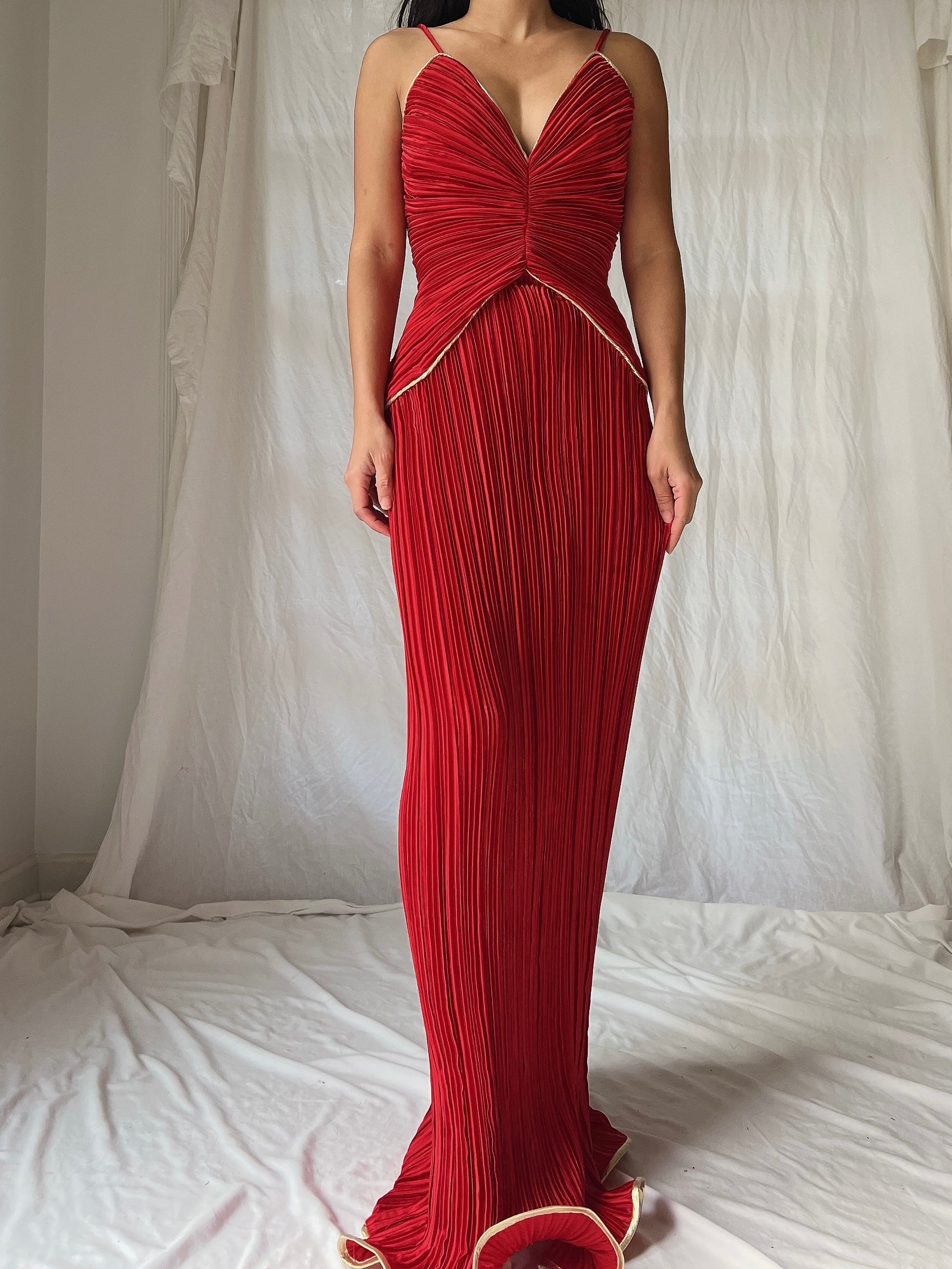 Vintage Micropleated Column Dress - S