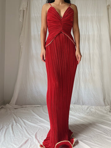 Vintage Micropleated Column Dress - S