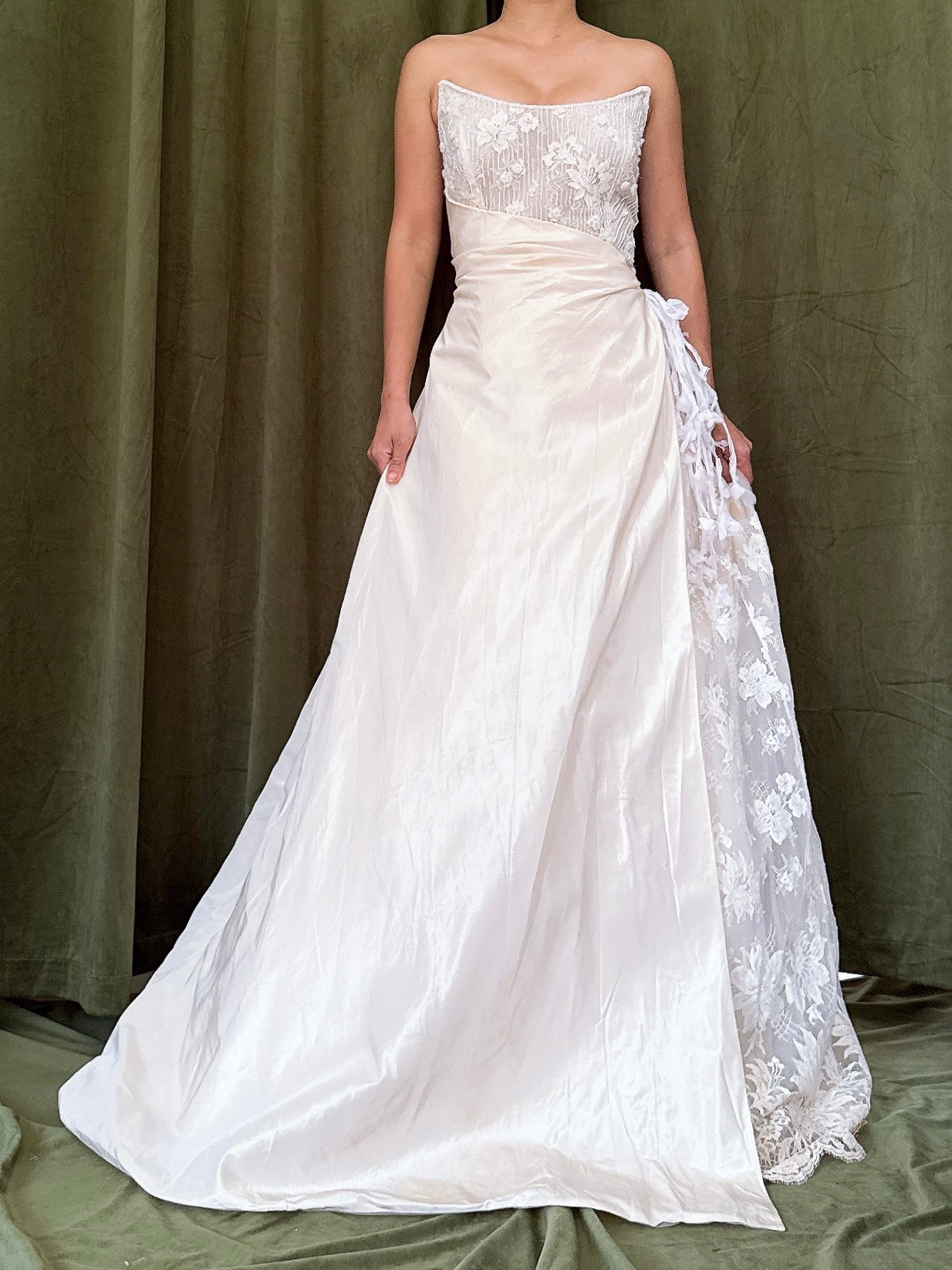 Vintage Norna Della Silk Lace Bustier Gown - M