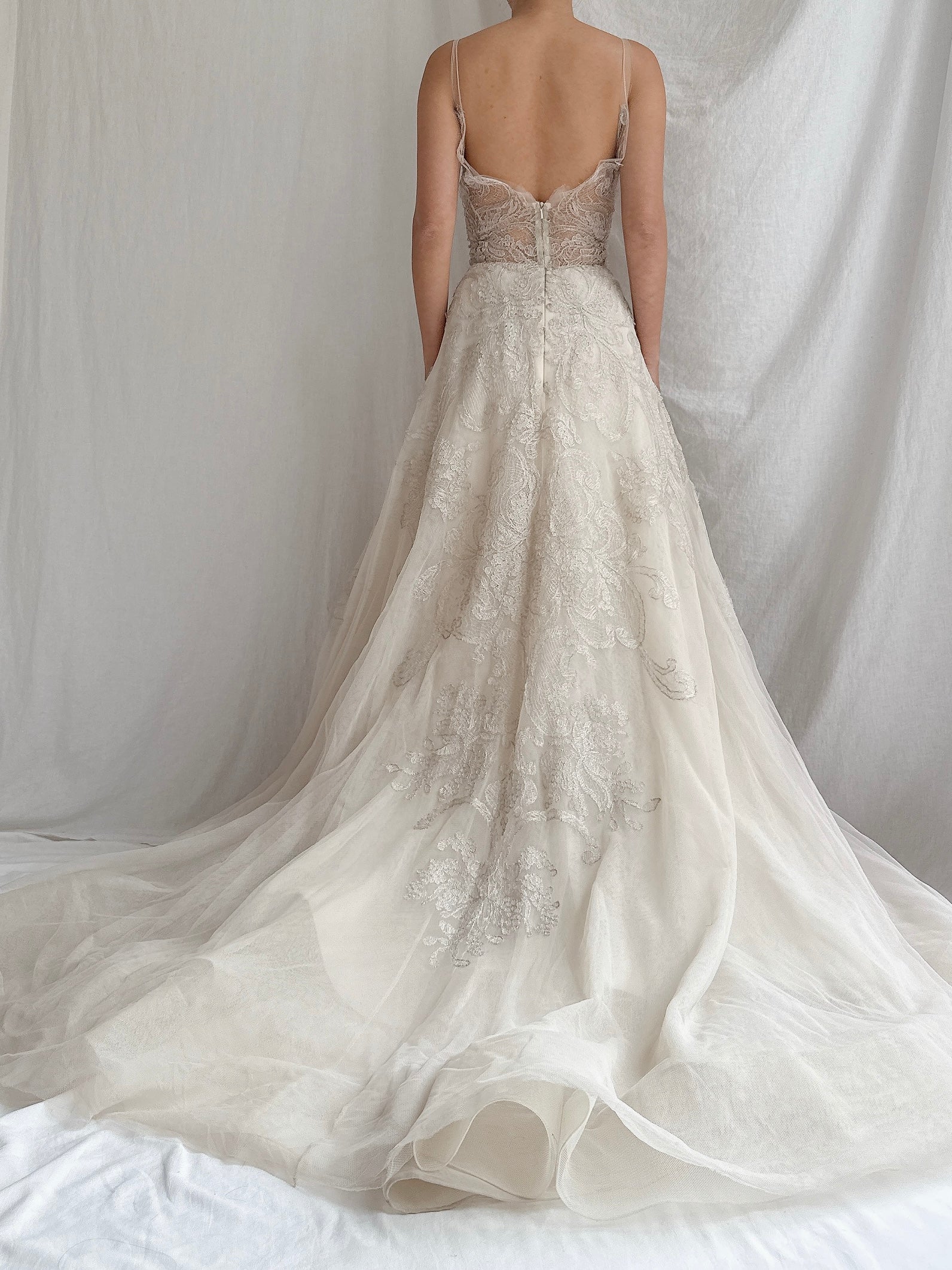 Liancarlo Couture Tulle Metallic Lace Gown - M/6