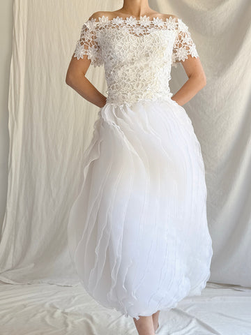 Vintage Bianchi Organza Ruffle Dress - S