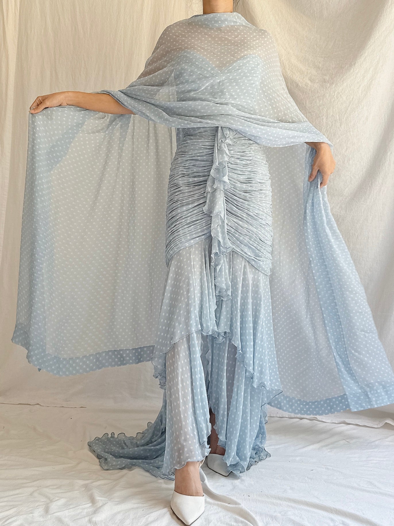 Vintage Silk Wayne Clark Gown w/ Scarf - S/M 6/8