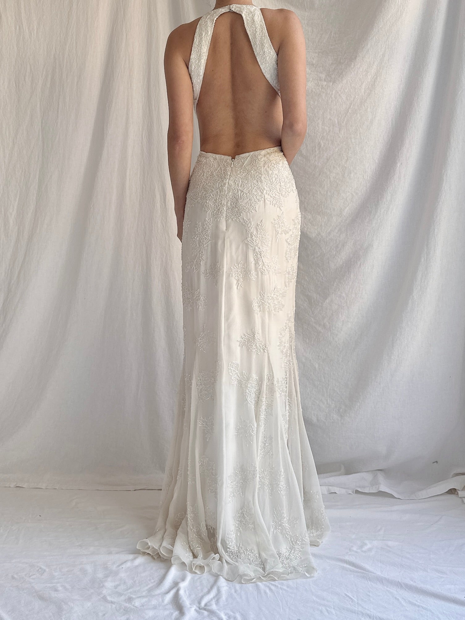 1990s Silk Beaded Gown - M