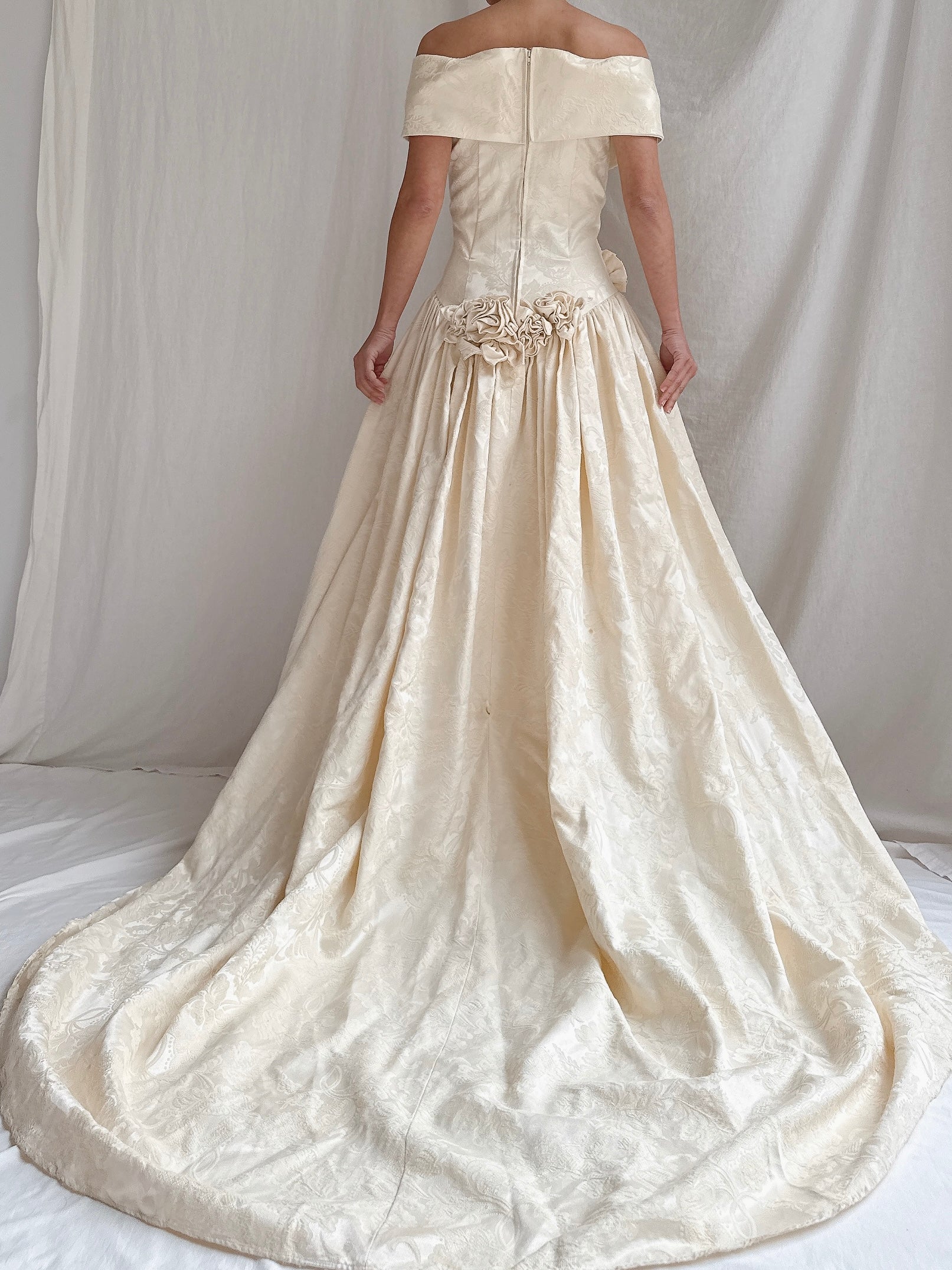 Vintage Jacquard Rosette Gown - S/M