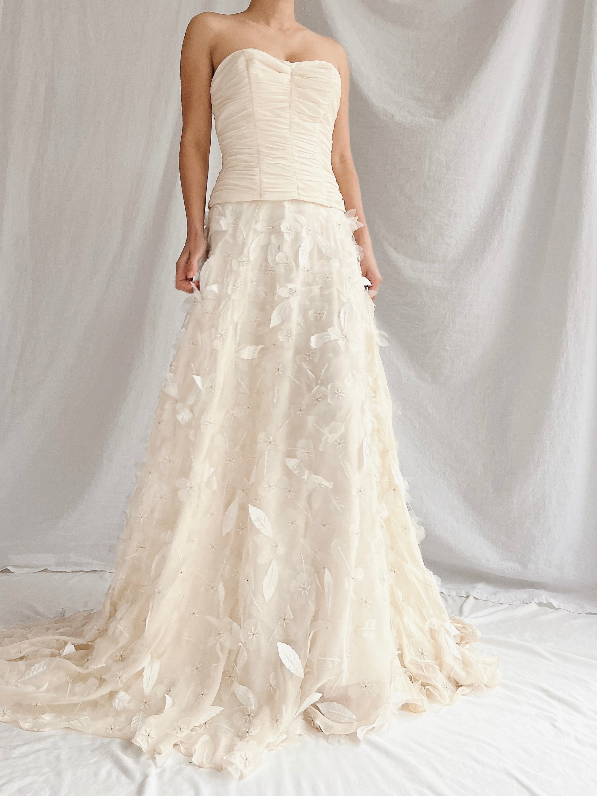 1990s Silk Floral Appliqué Gown - XS/2