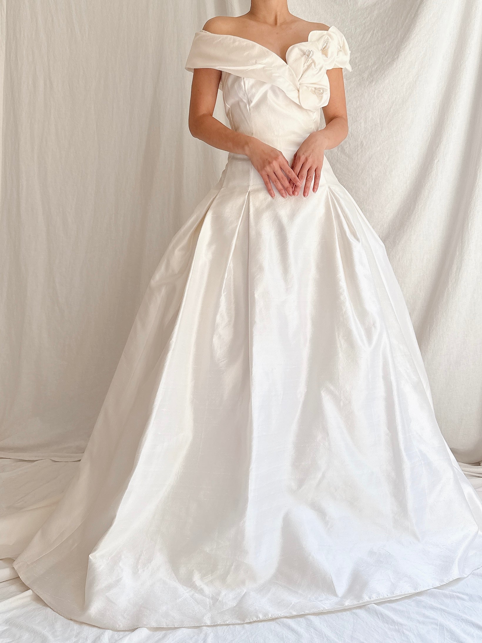 Vintage Raw Silk Calla Lily Dress - M/6