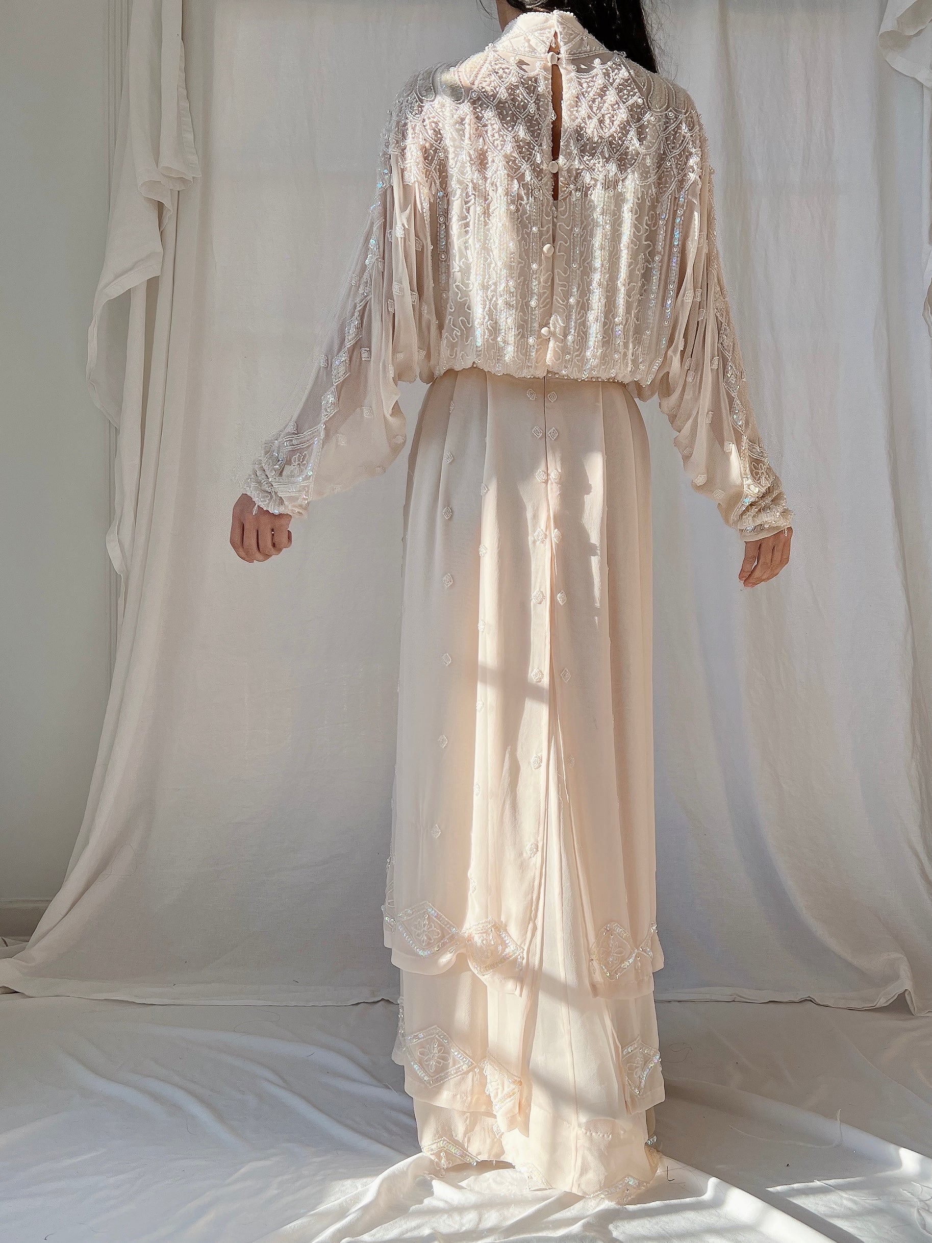 Vintage Silk High Neck Gown - S/4