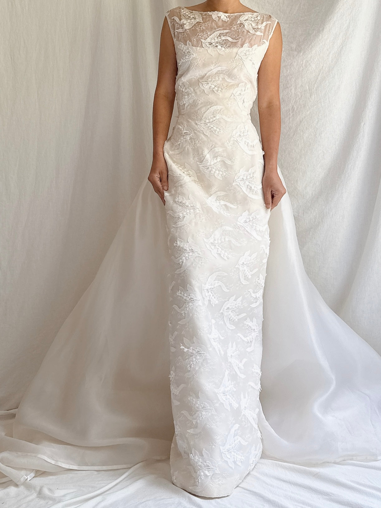 Vintage Silk Organza Lily-of-The Valley Gown - S