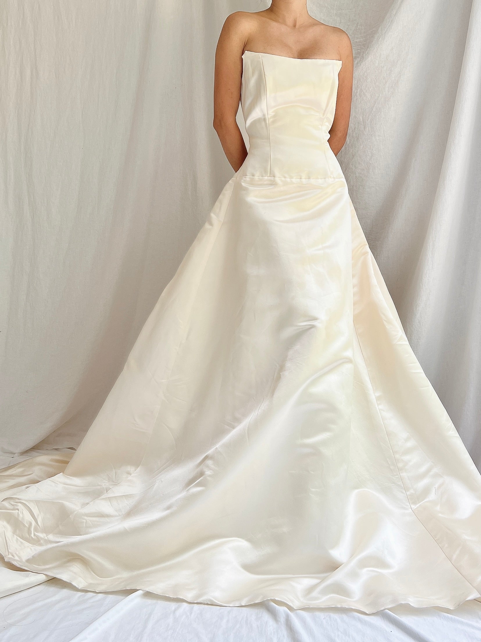 1990s Angelina Couture Silk Dropped Waist Gown - S/4