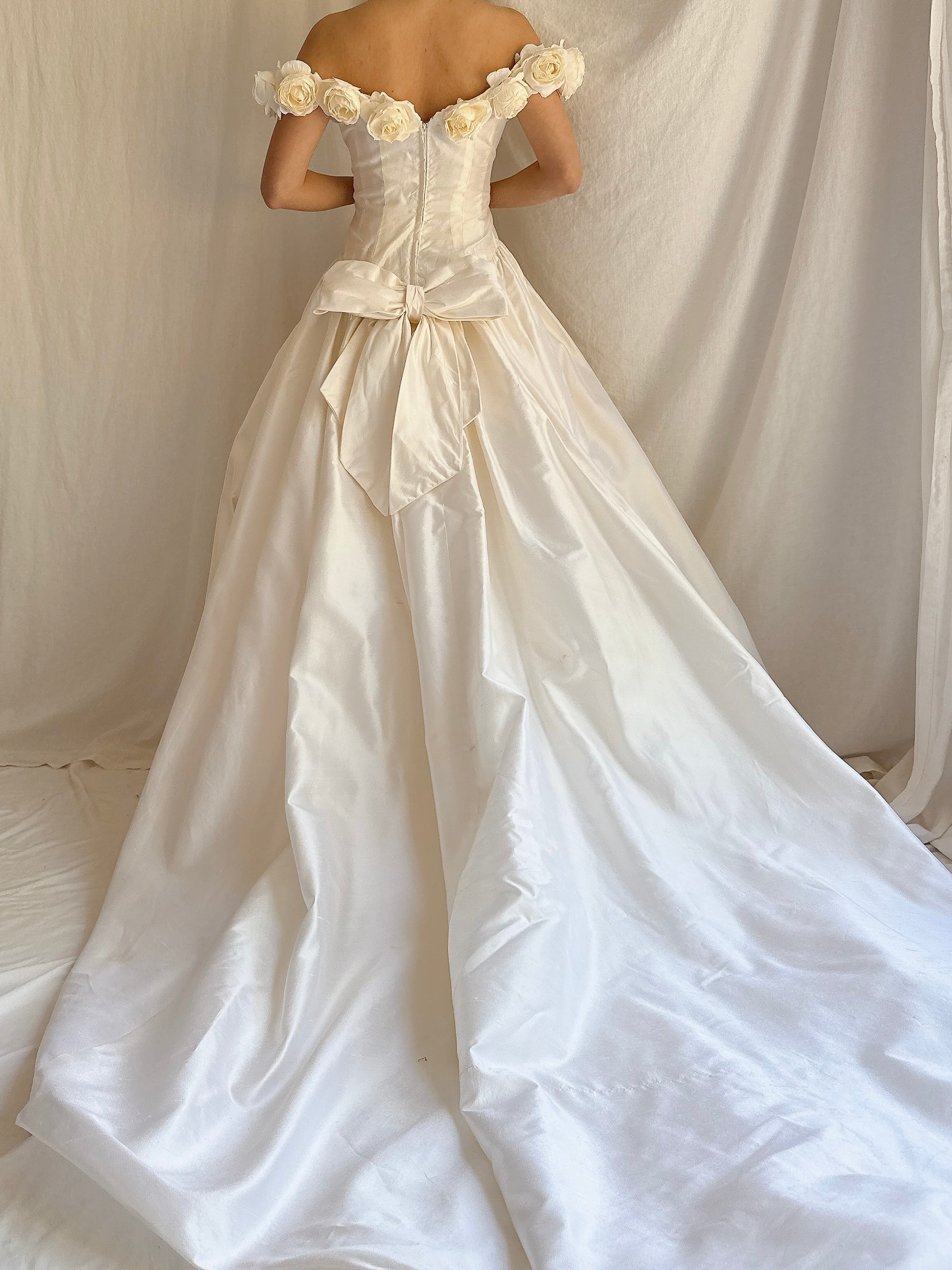 Vintage Silk Rosette Gown - XS