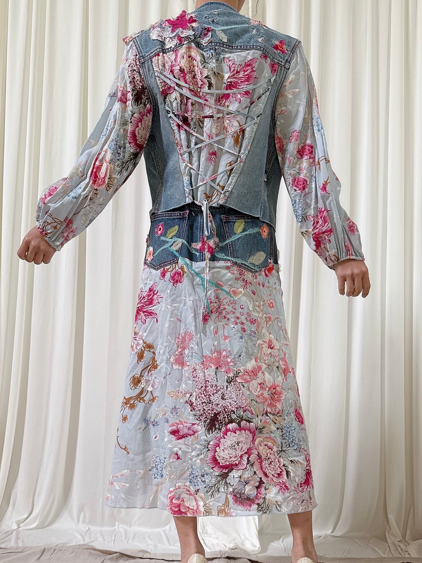 Vintage Lily Nucci 2 piece Denim Floral Set - IT 46