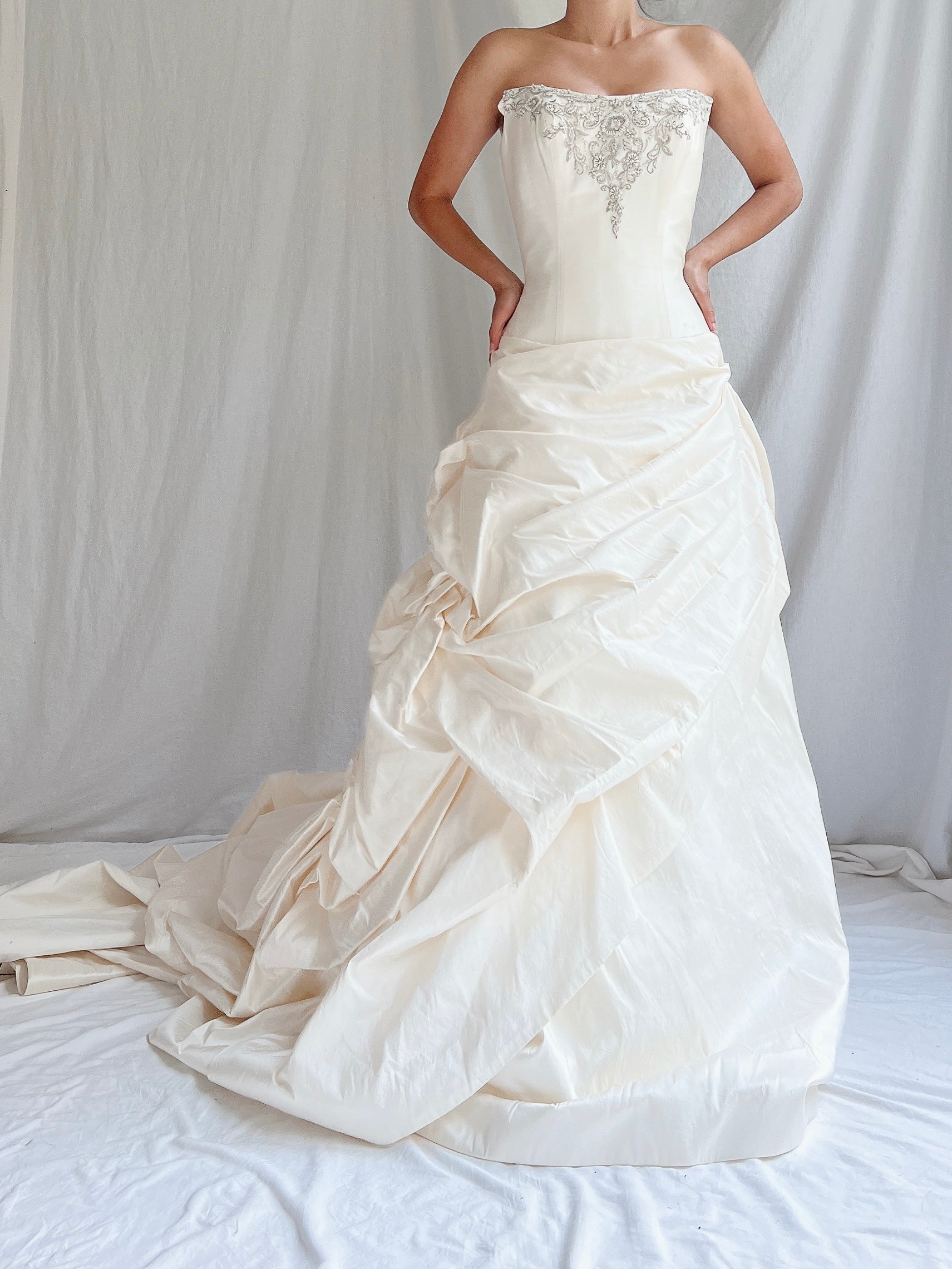 Angelina Faccenda Silk Ruche Gown -  S/6