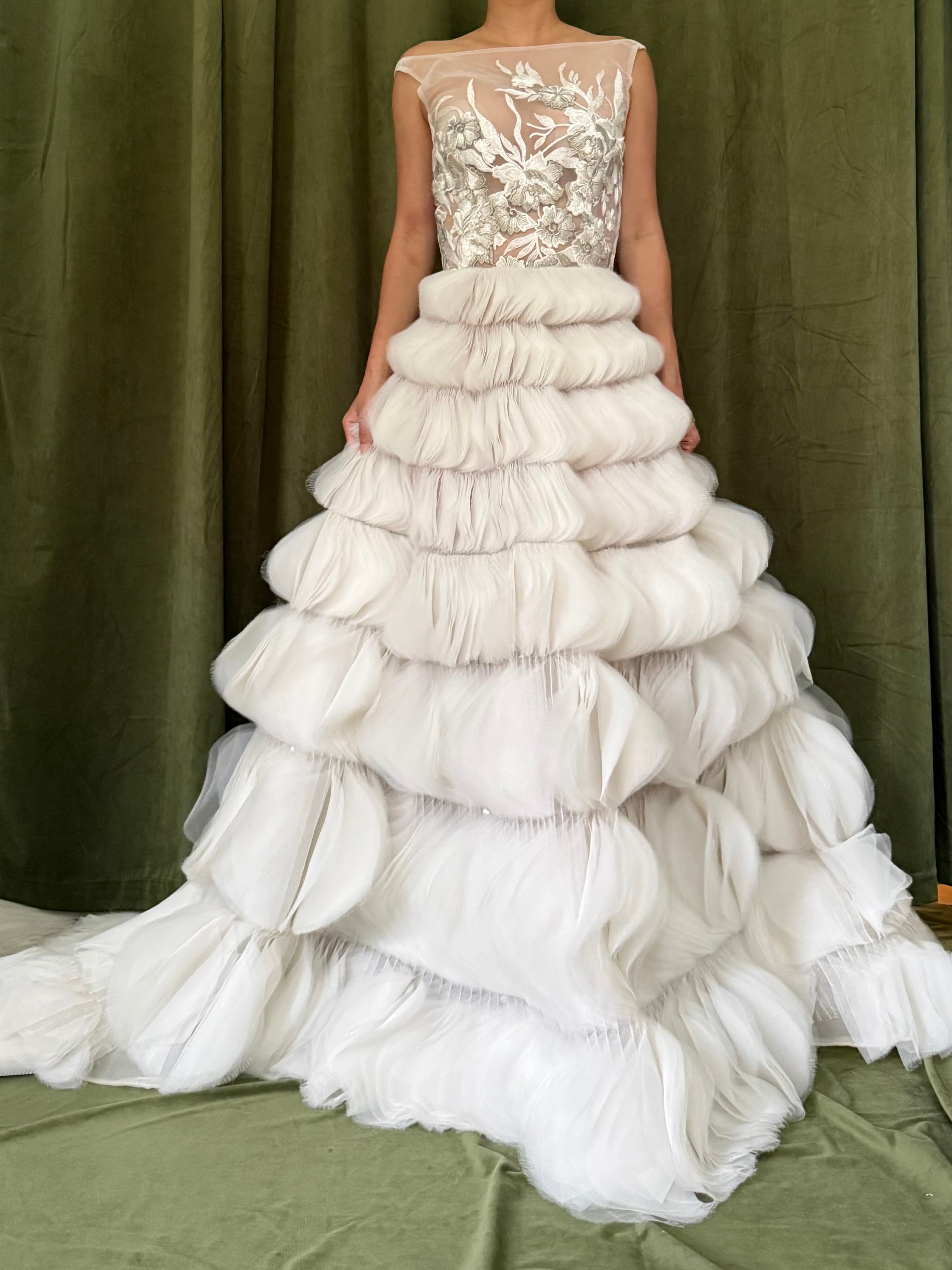 00 Lazaro Ruffled Petal Gown - XS/2