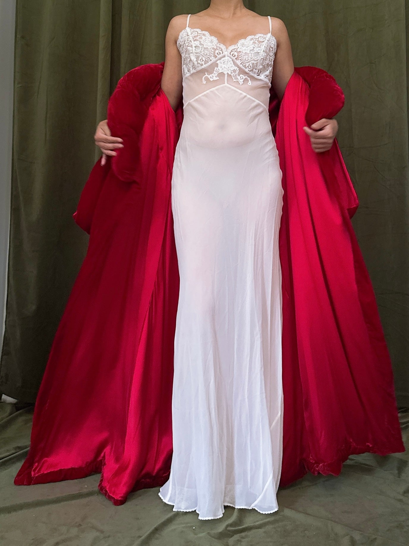 1920s Red Silk Velvet Opera Coat - OSFM