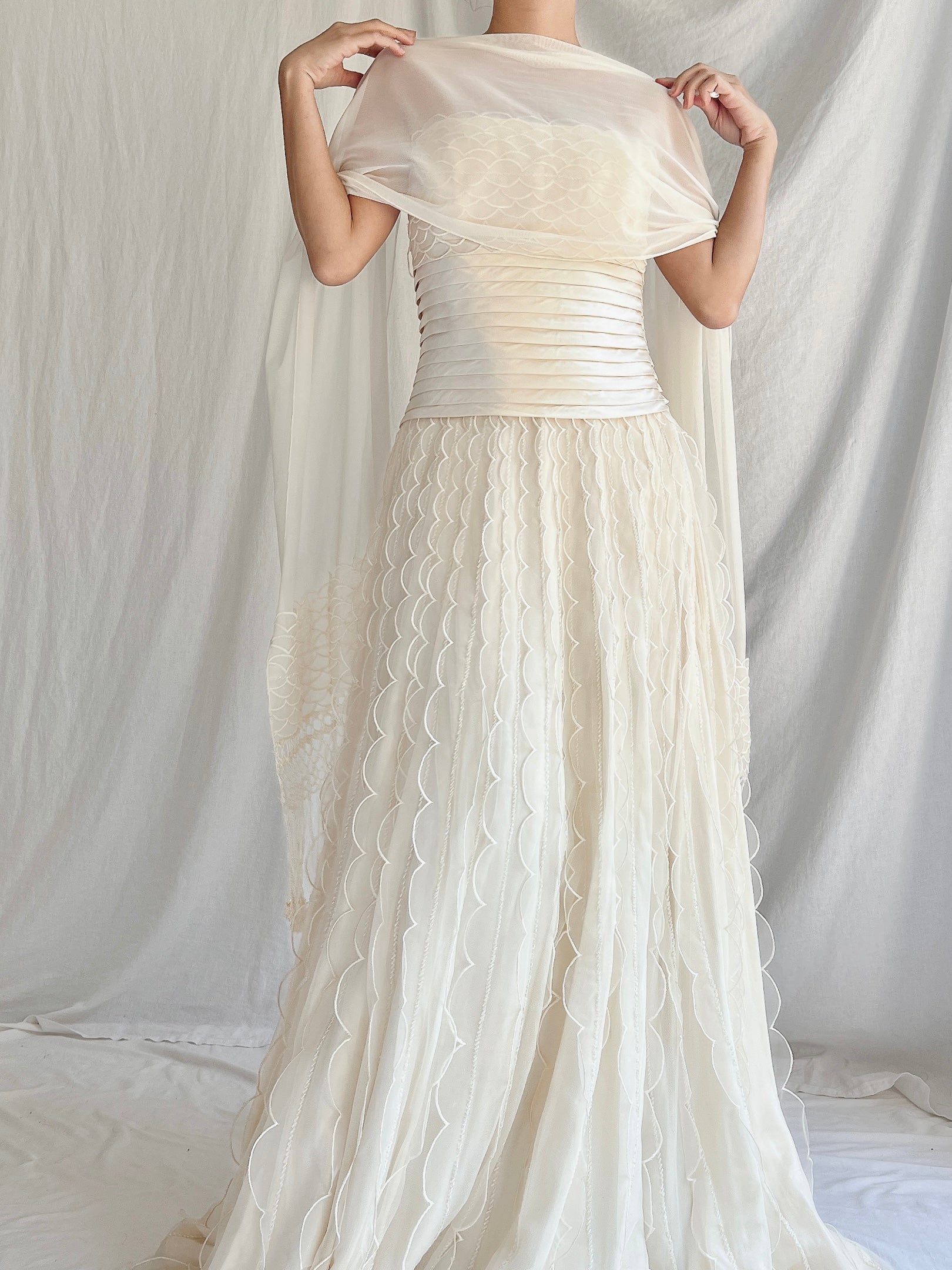 Vintage Organza Dress with Scarf - S/4/6