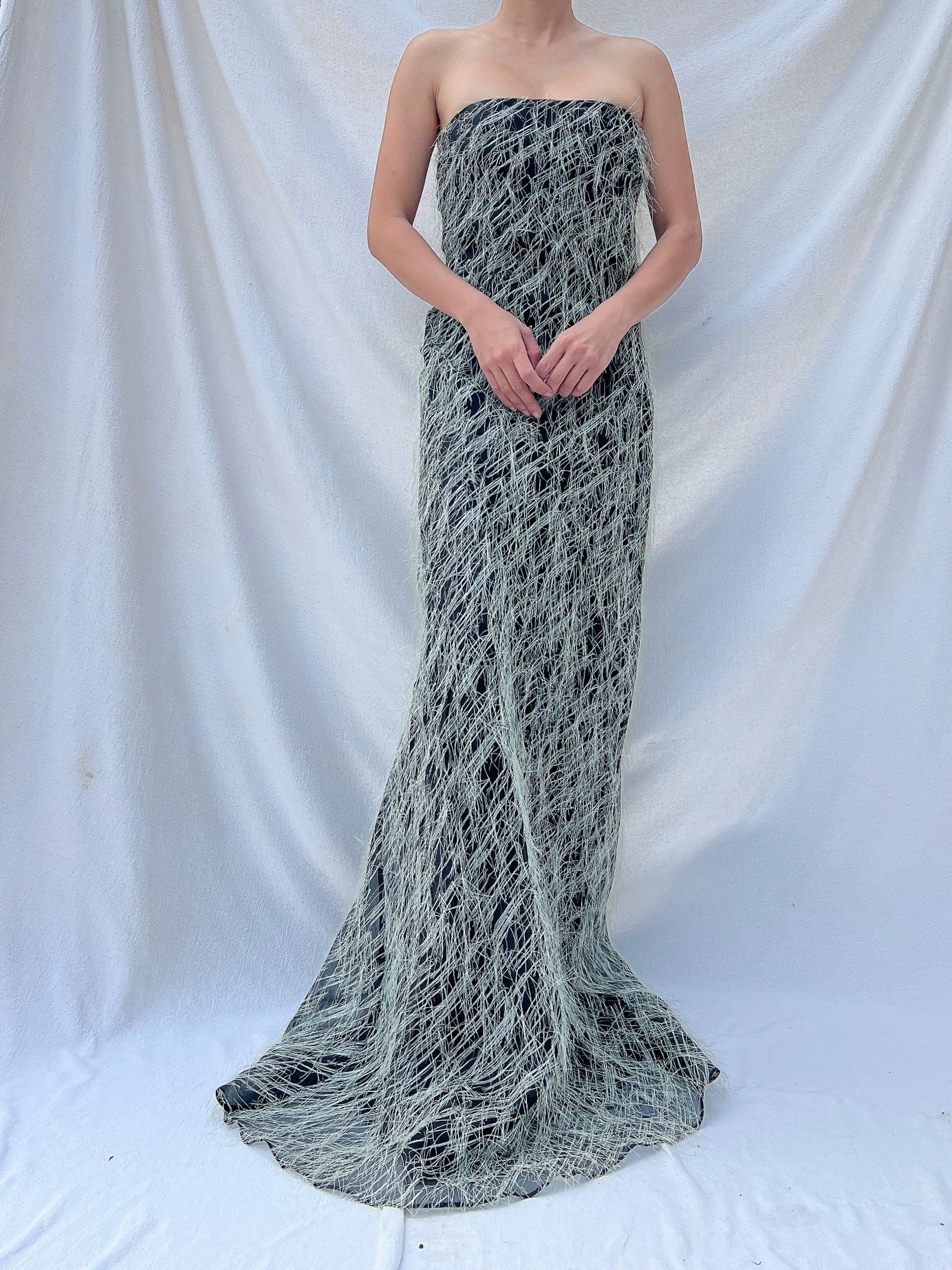 Vintage Ben de Lisi Fringe Gown - L