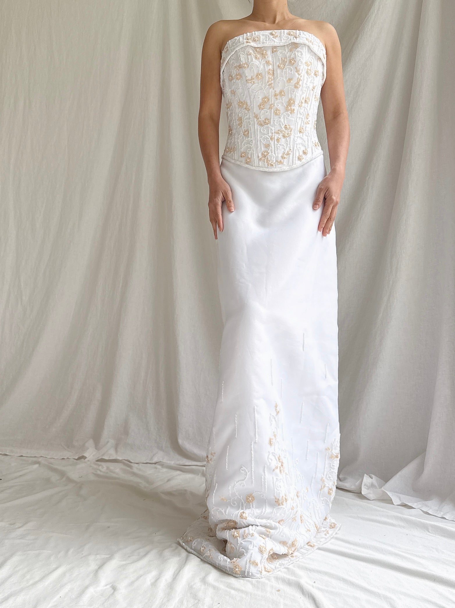 Vintage Strapless Beaded Dress - M