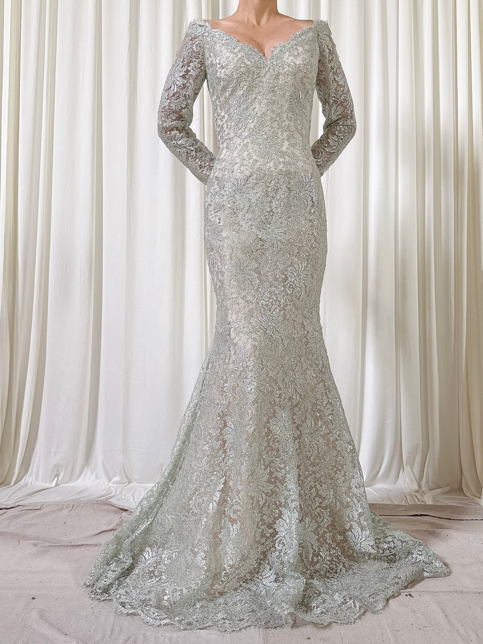 Vintage Belleville Sassoon Seafoam Lace Dress - UK 10