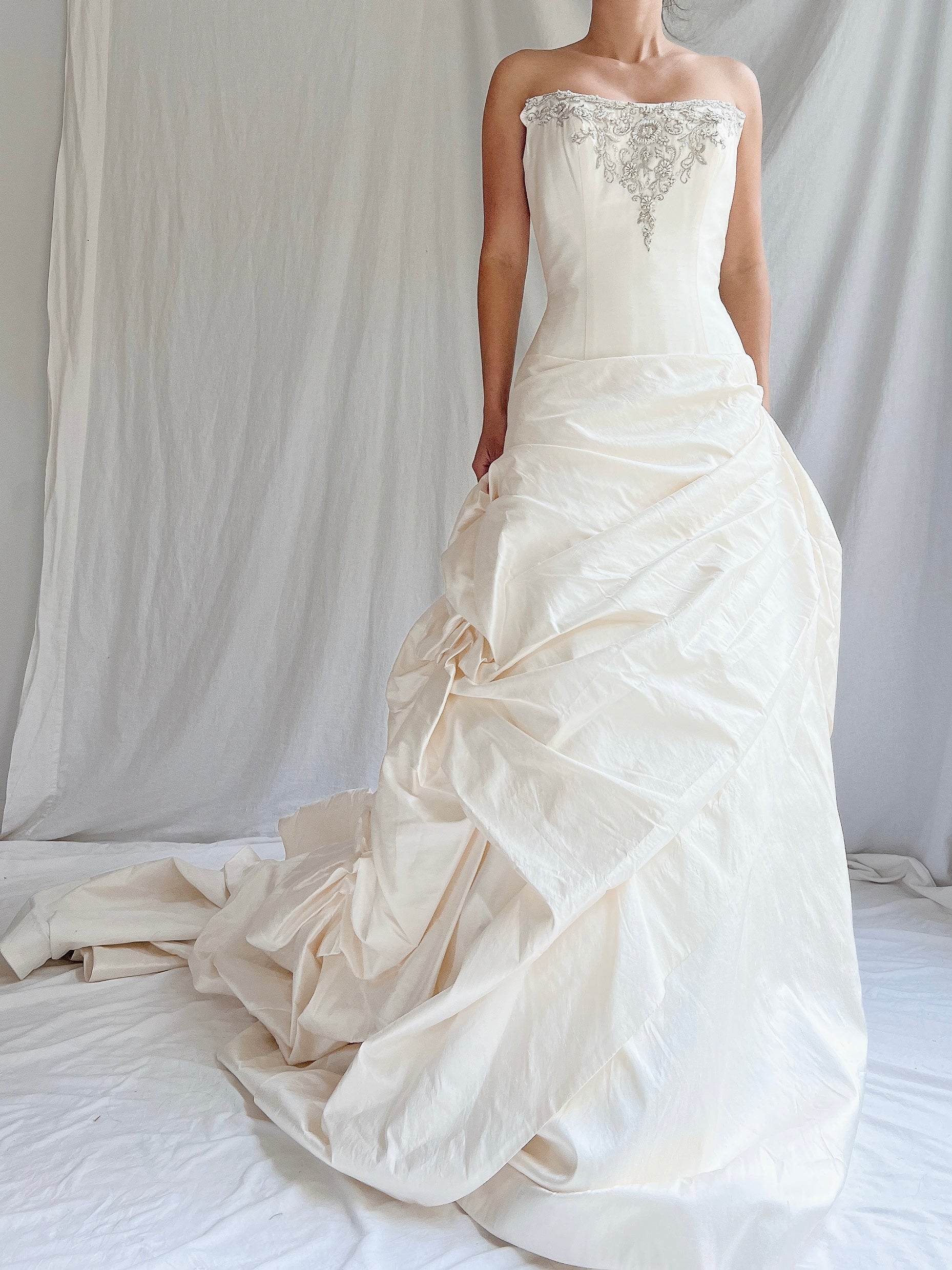 Angelina Faccenda Silk Ruche Gown -  S/6