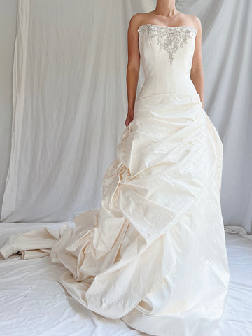 Angelina Faccenda Silk Ruche Gown -  S/6