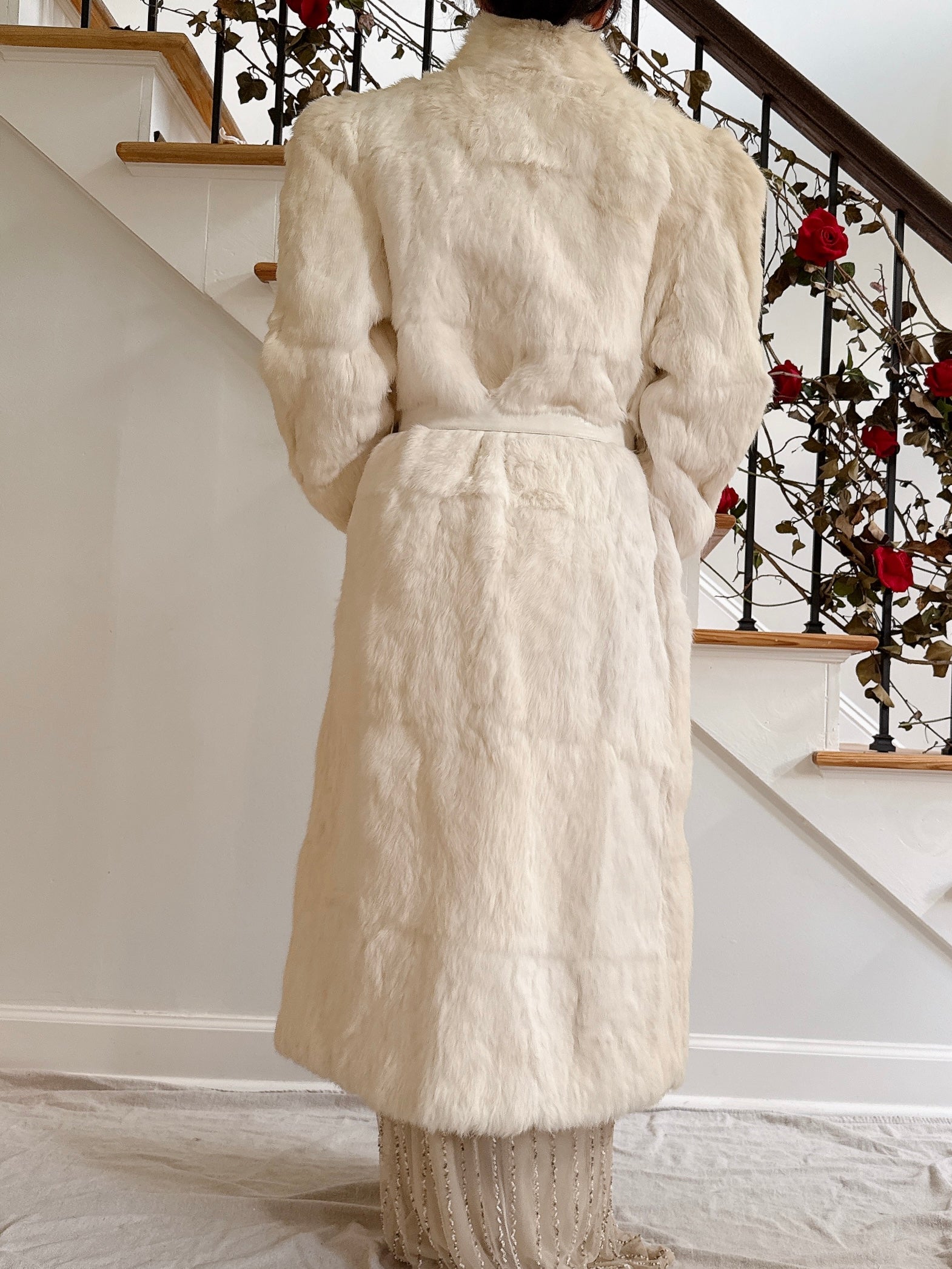 Vintage Hong Kong White Full Length Fur Coat - Size Small