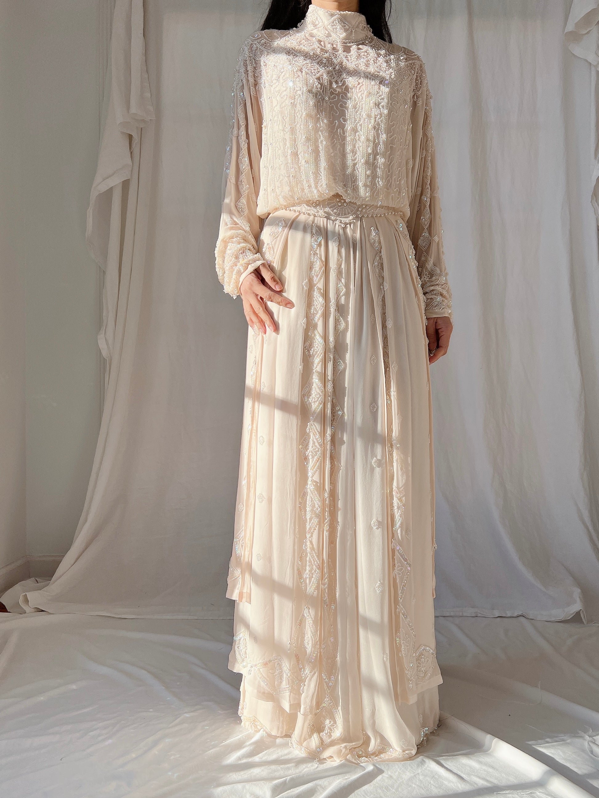 Vintage Silk High Neck Gown - S/4