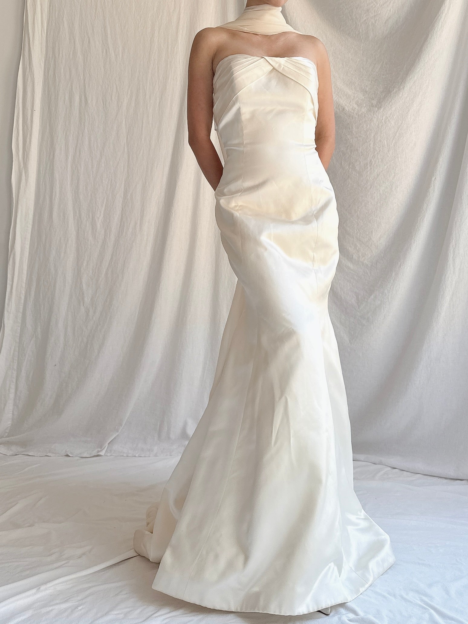 Vintage Monique Llhuilier Bliss Silk Strapless Gown - S/6