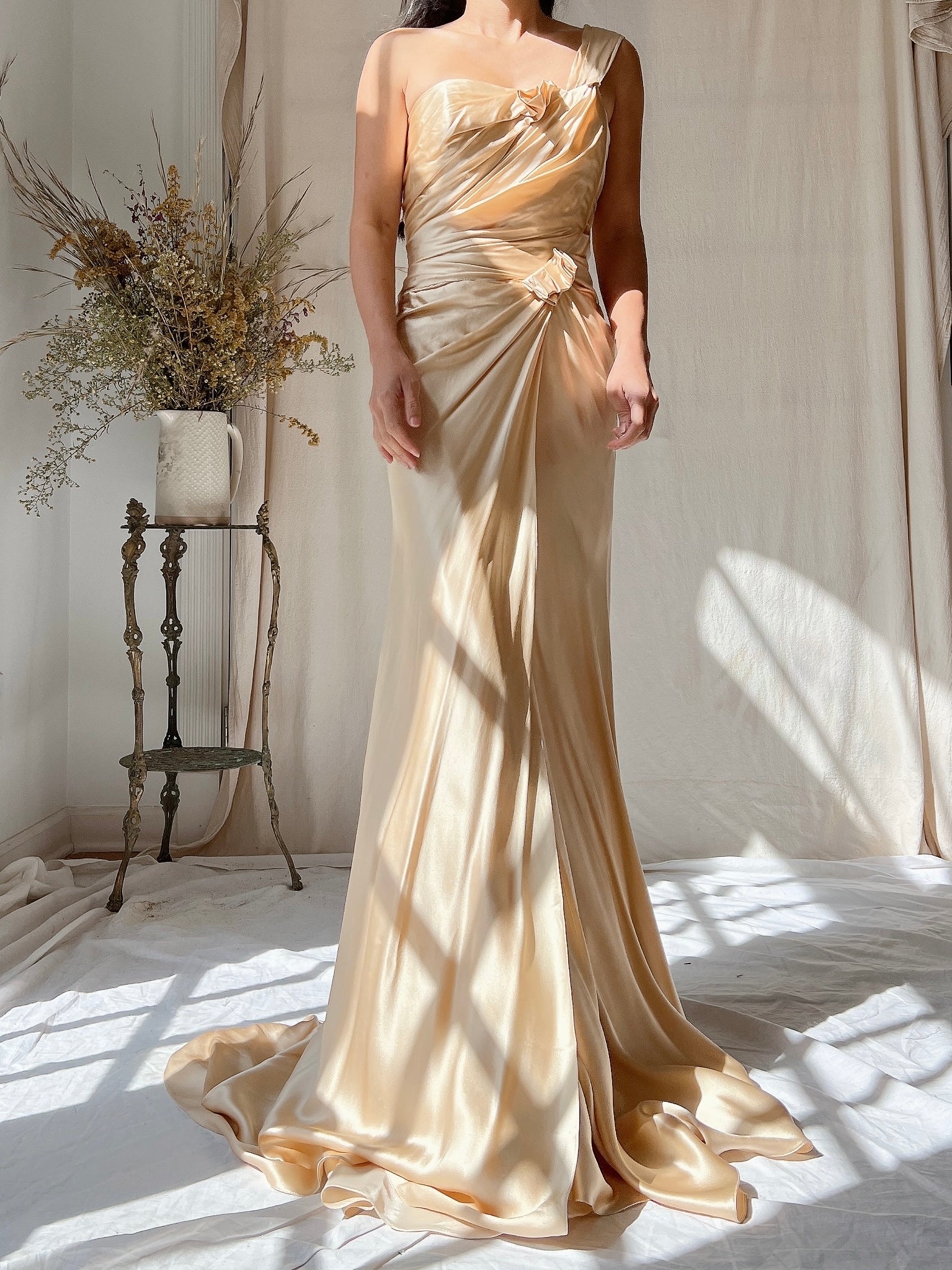 Vintage David Fielden Charmeuse Silk Dress - S