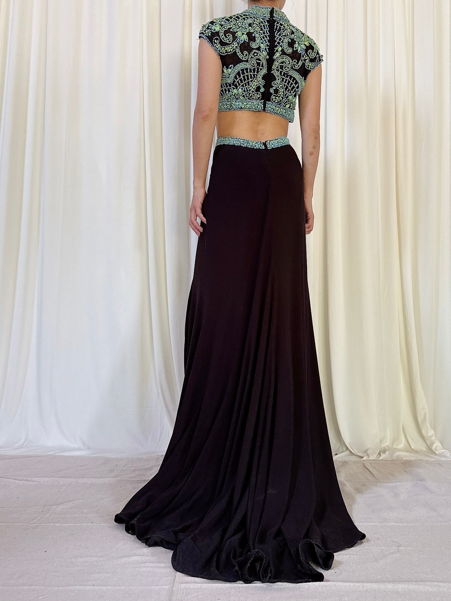 Vintage Marinelli Jersey Beaded Dress - L/14