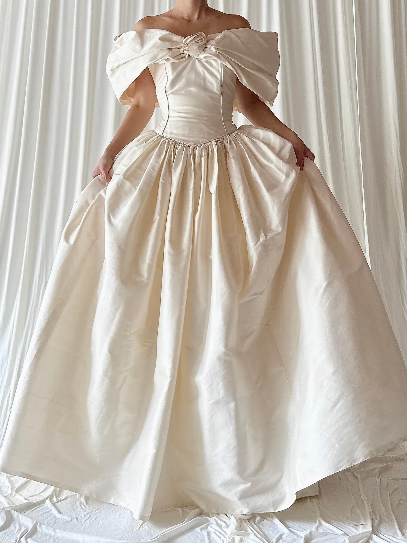 Vintage Silk Draped Neckline Dress - S