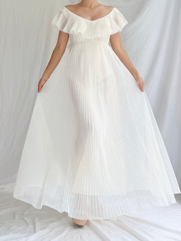 Vintage Sheer Tricot Empire Gown - S