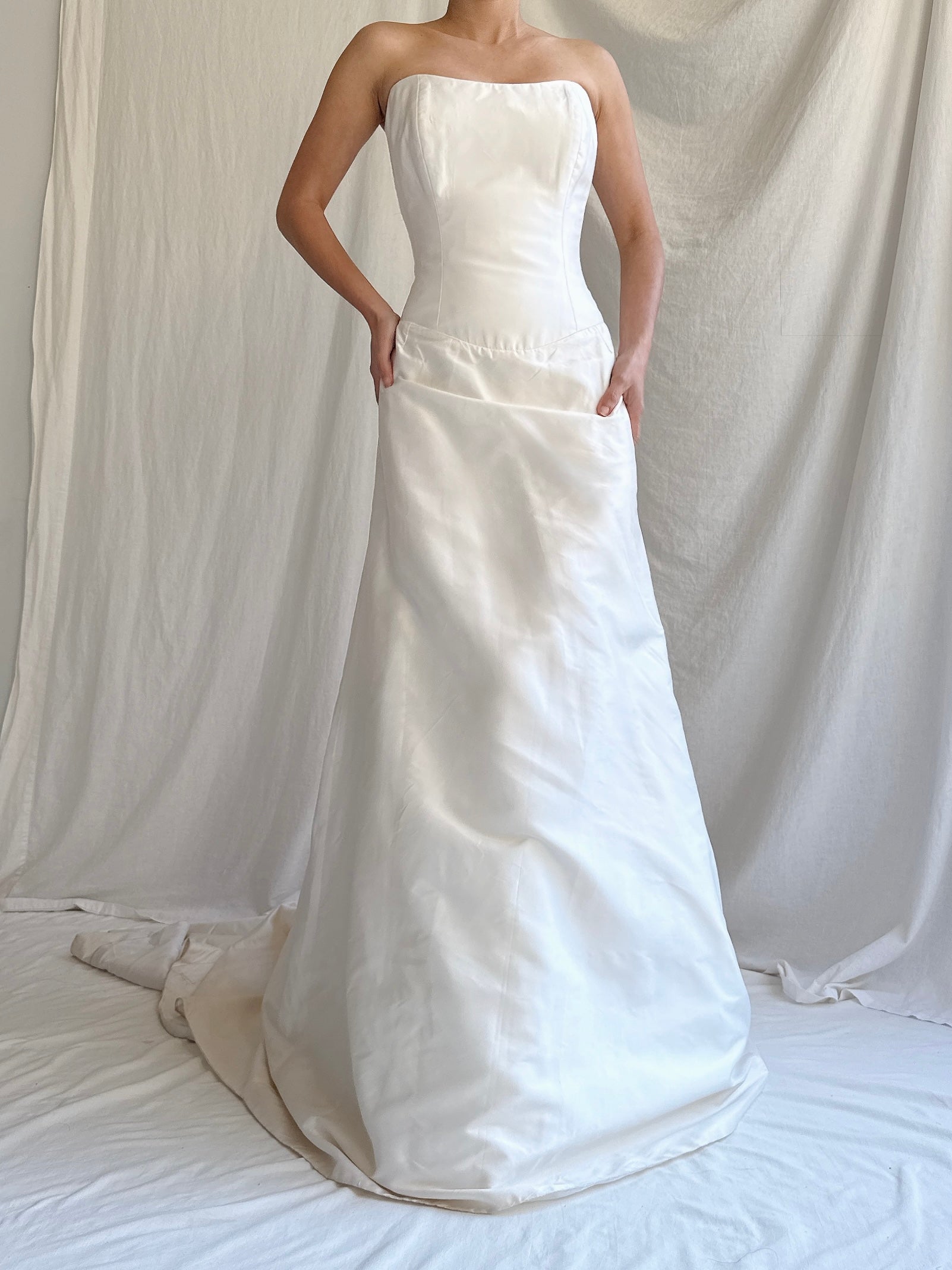 Vintage UK Silk Strapless Gown - M/L 8/10