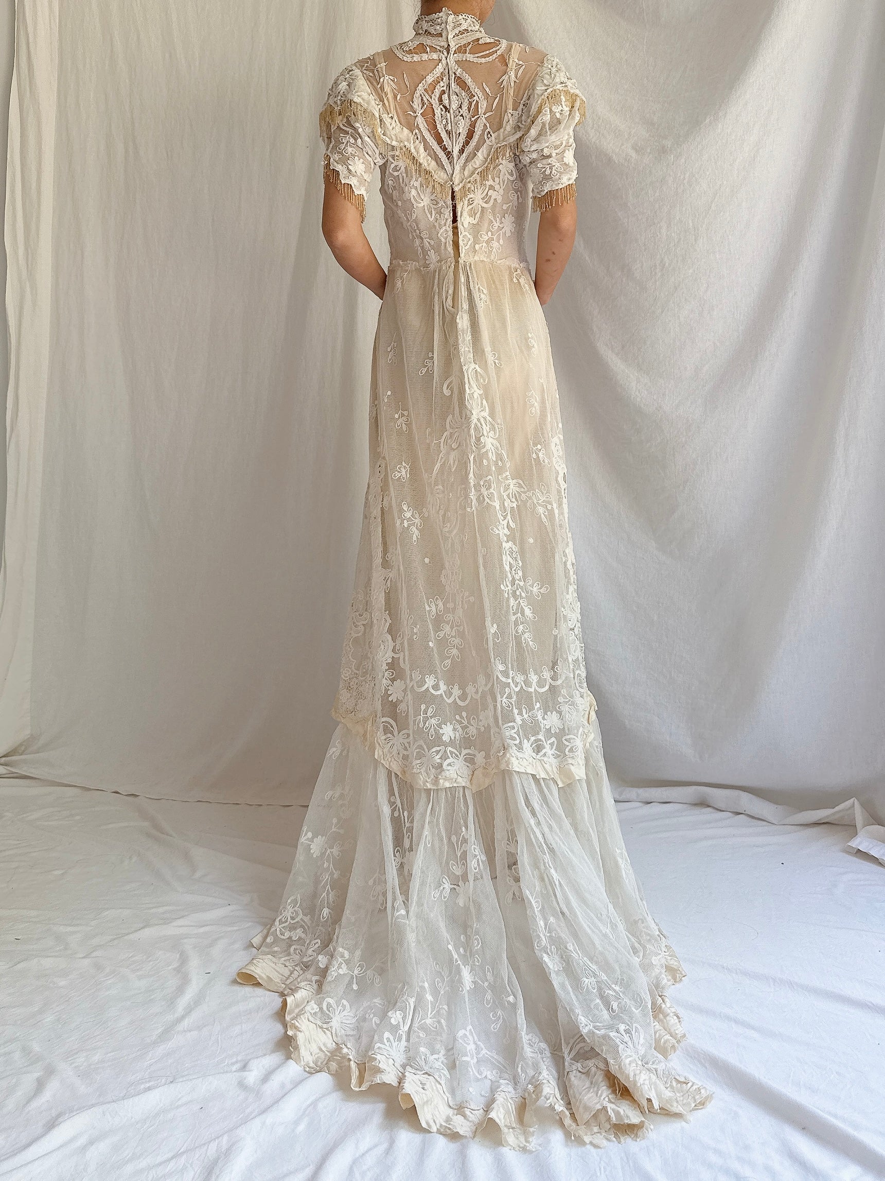 Antique Tambour Lace Gown - XS