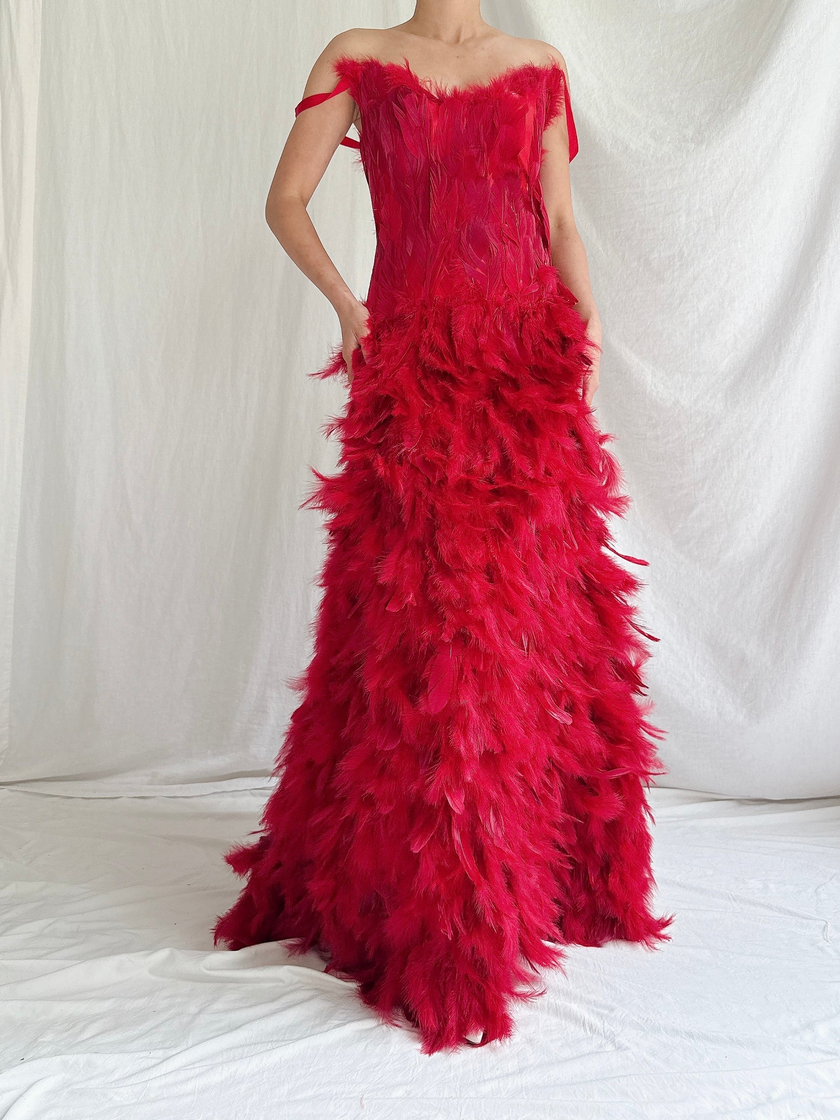 Vintage Feather Gown - M