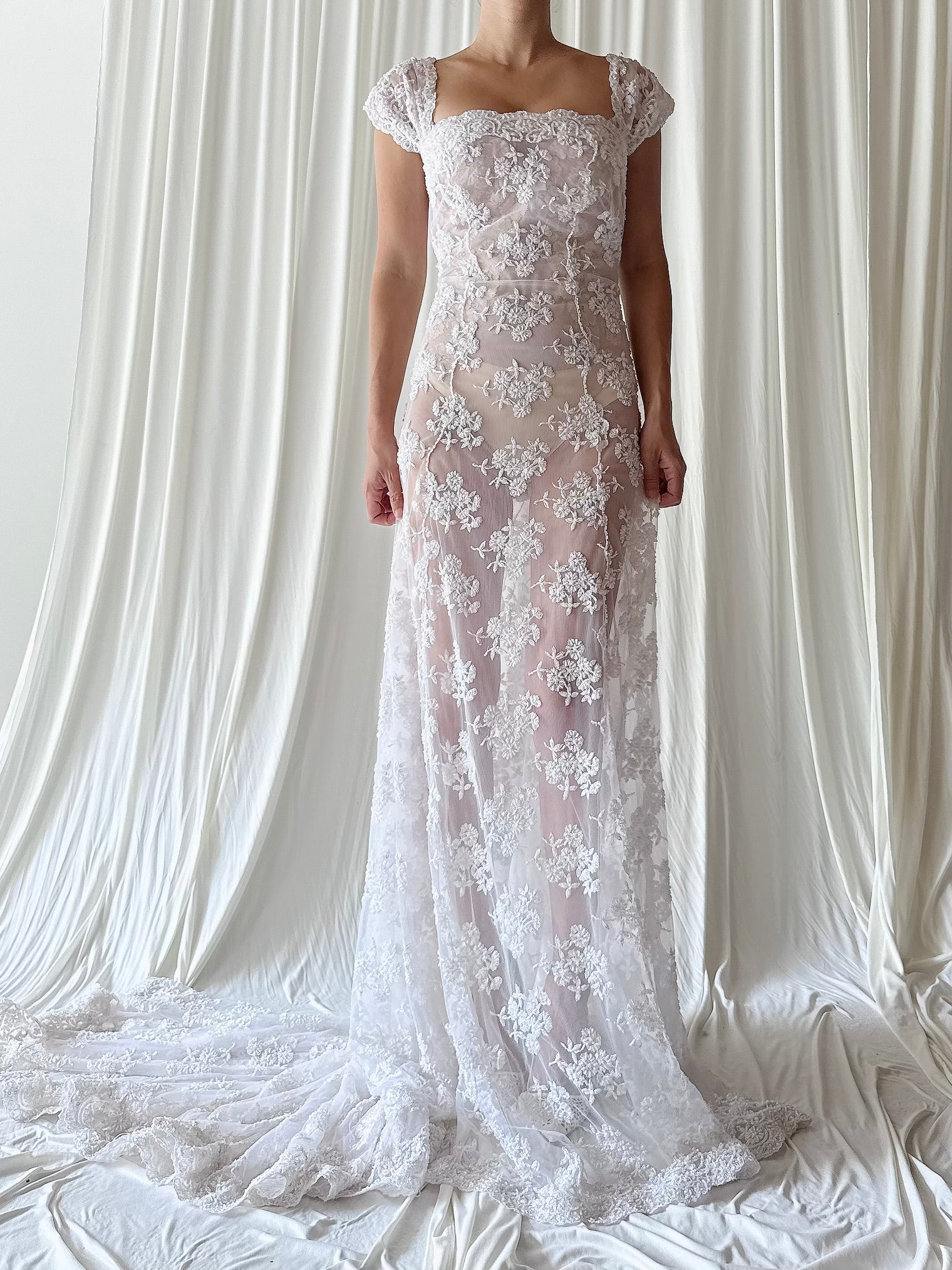 00 Tulle Beaded Dress - S
