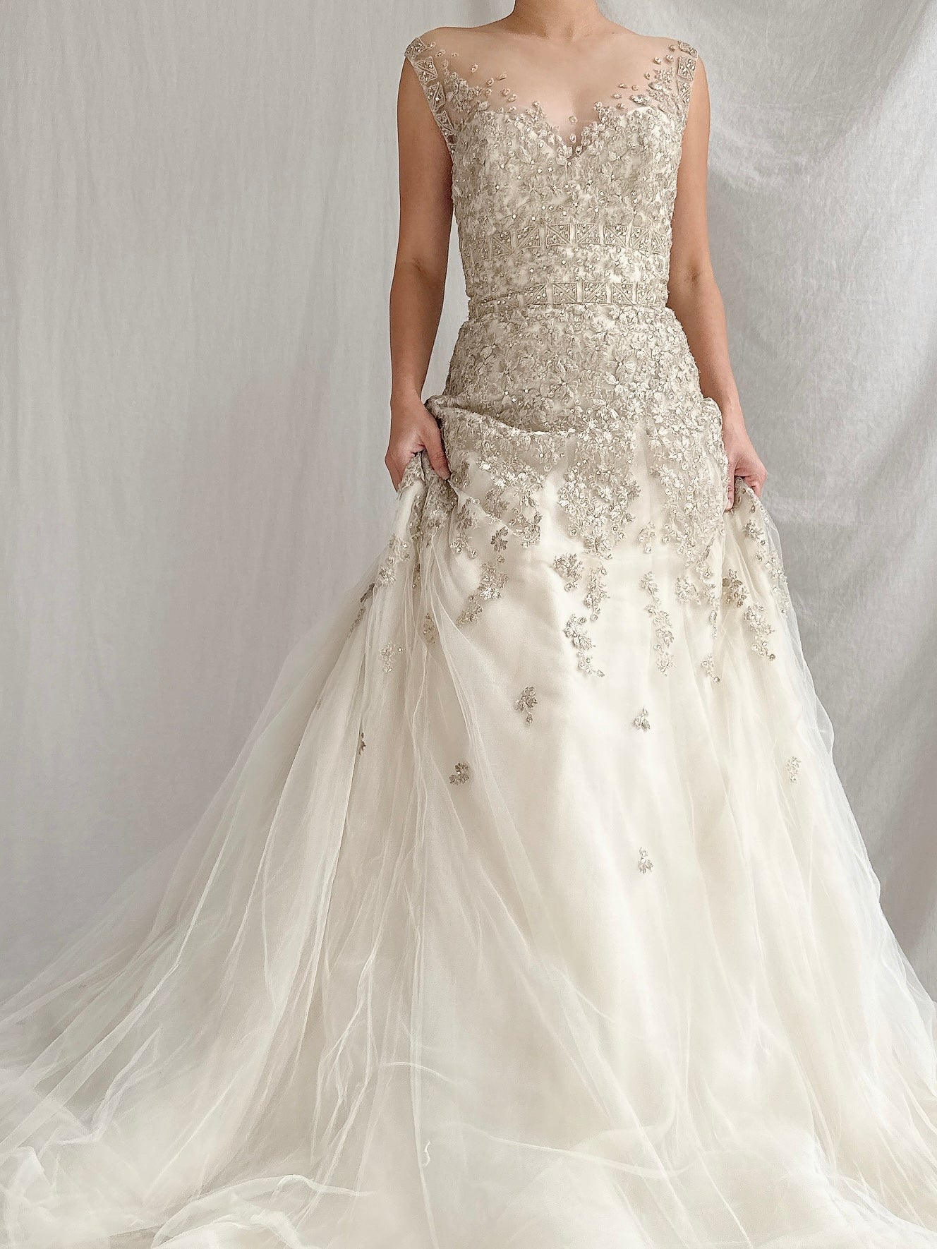 Vintage Liancarlo Couture Tulle Metallic Flower Gown - M/6