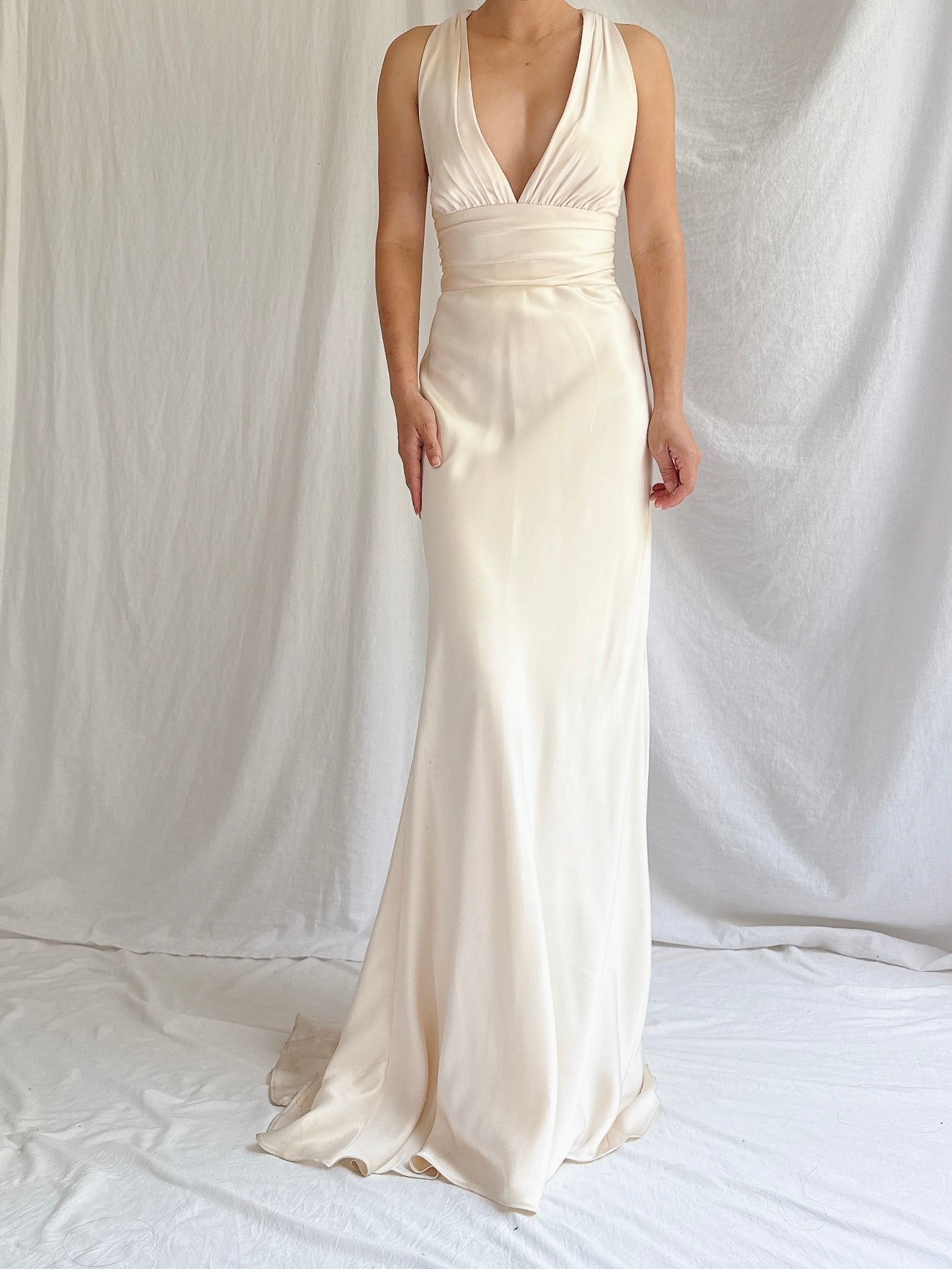 Vintage Silk Plunging Gown - XS/0/2