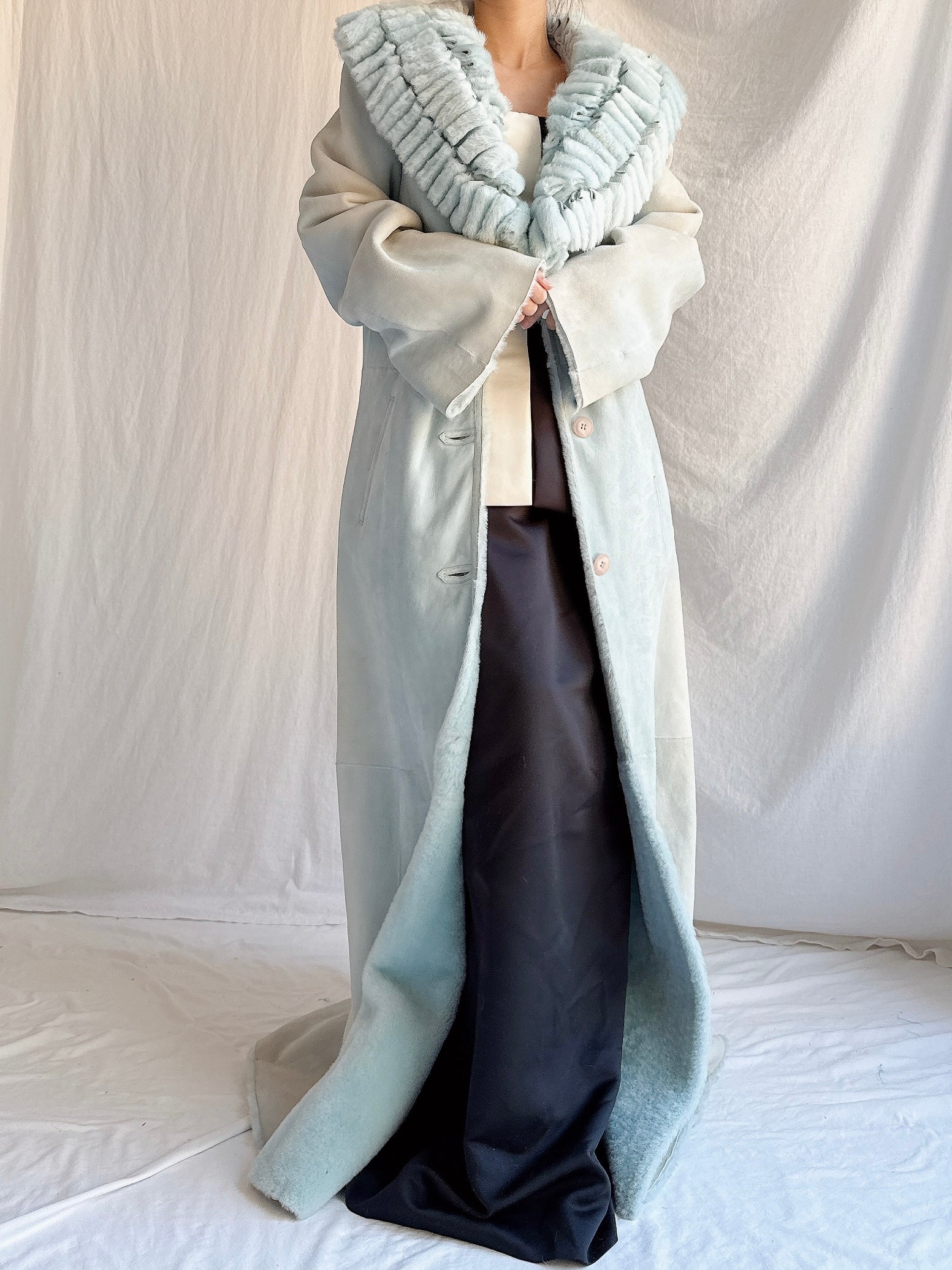 Vintage Fiducia Shearling Leather Coat - M