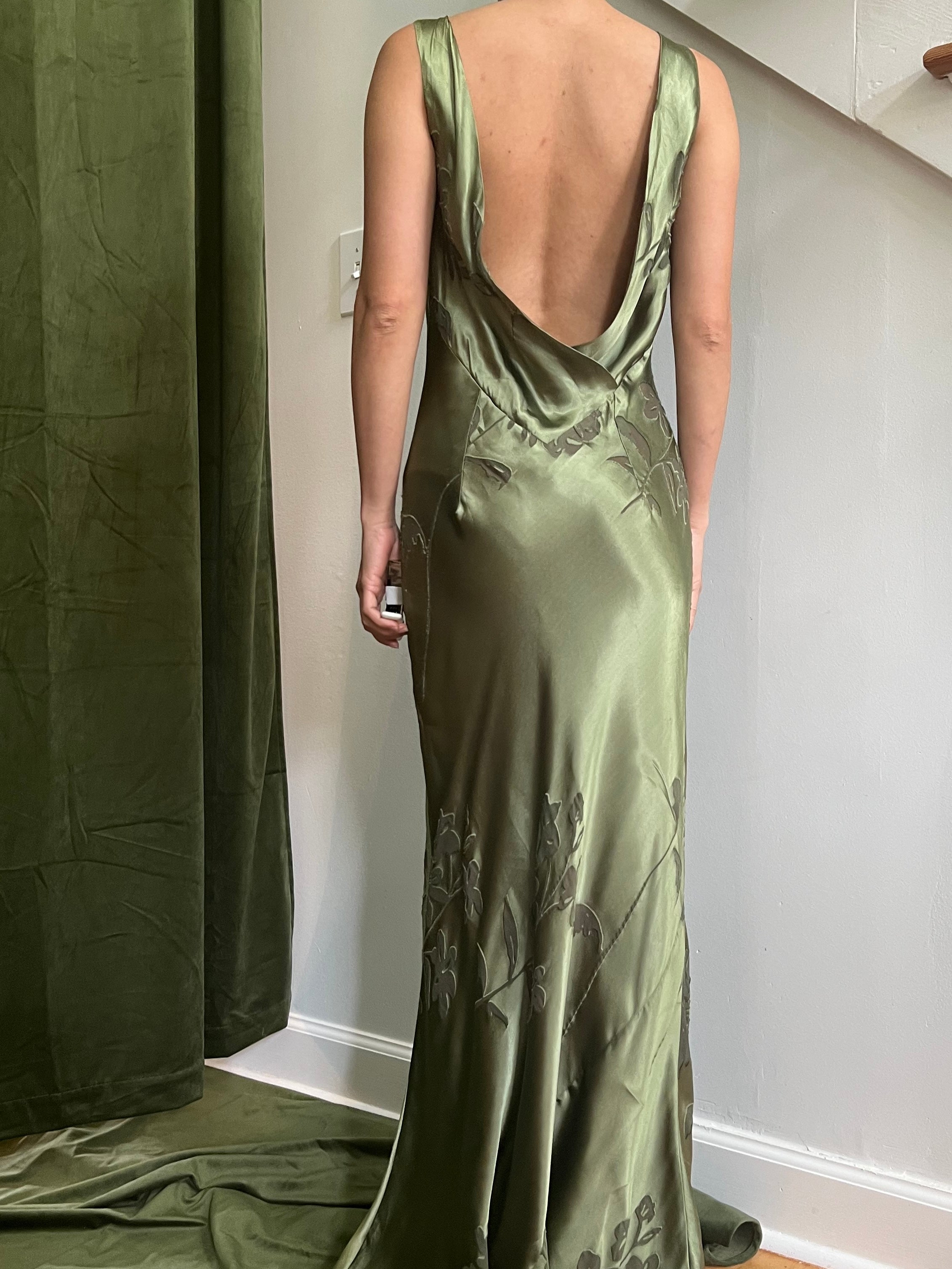 1990s Moss Rayon Burnout Dress - M