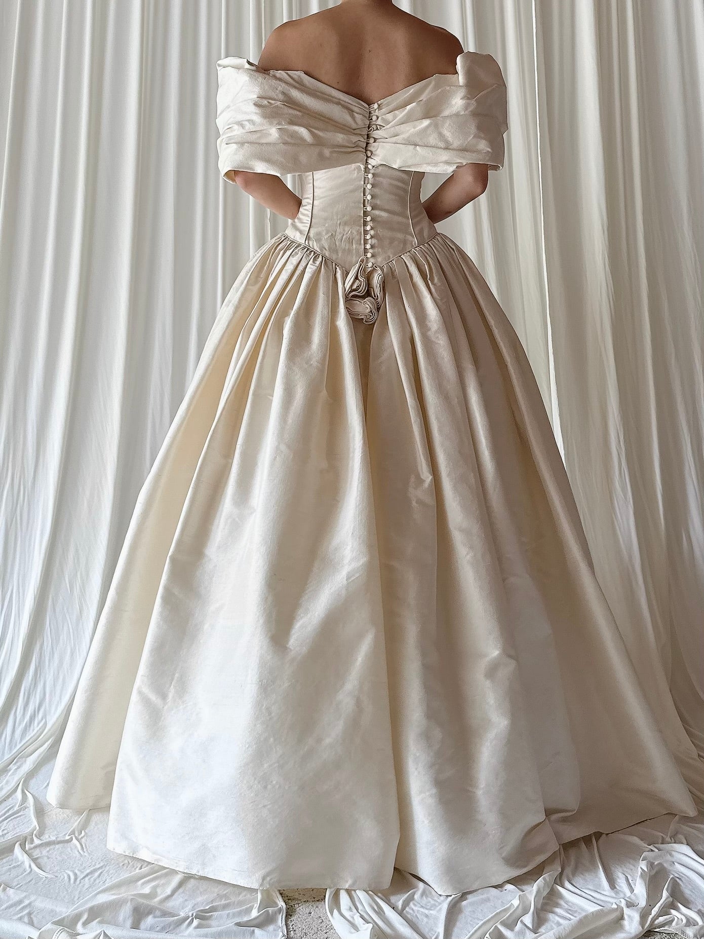 Vintage Silk Draped Neckline Dress - S