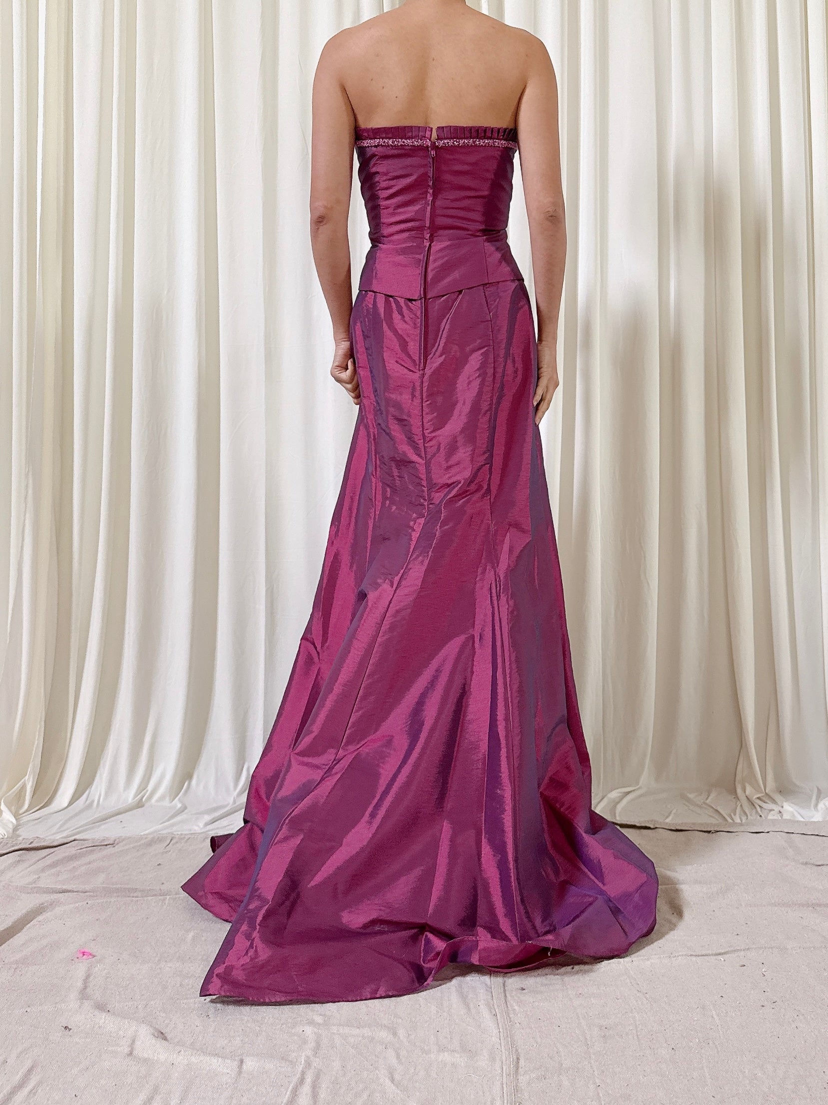 Vintage Alliage Aubergine Silk Tafetta Dress - L/10