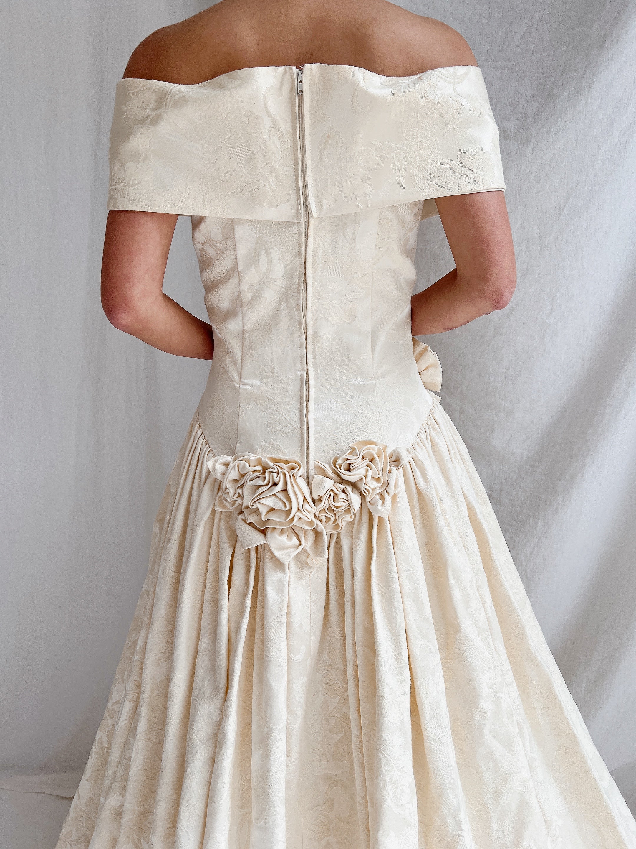 Vintage Jacquard Rosette Gown - S/M