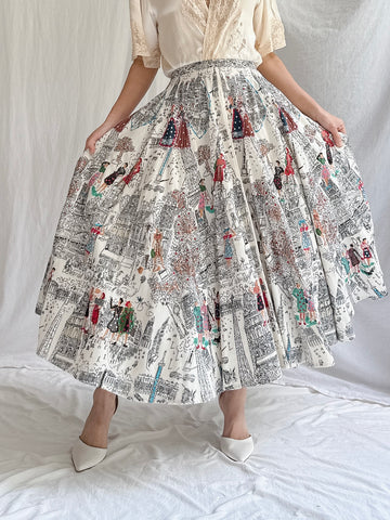 Vintage Velvet Monochrome Skirt - M