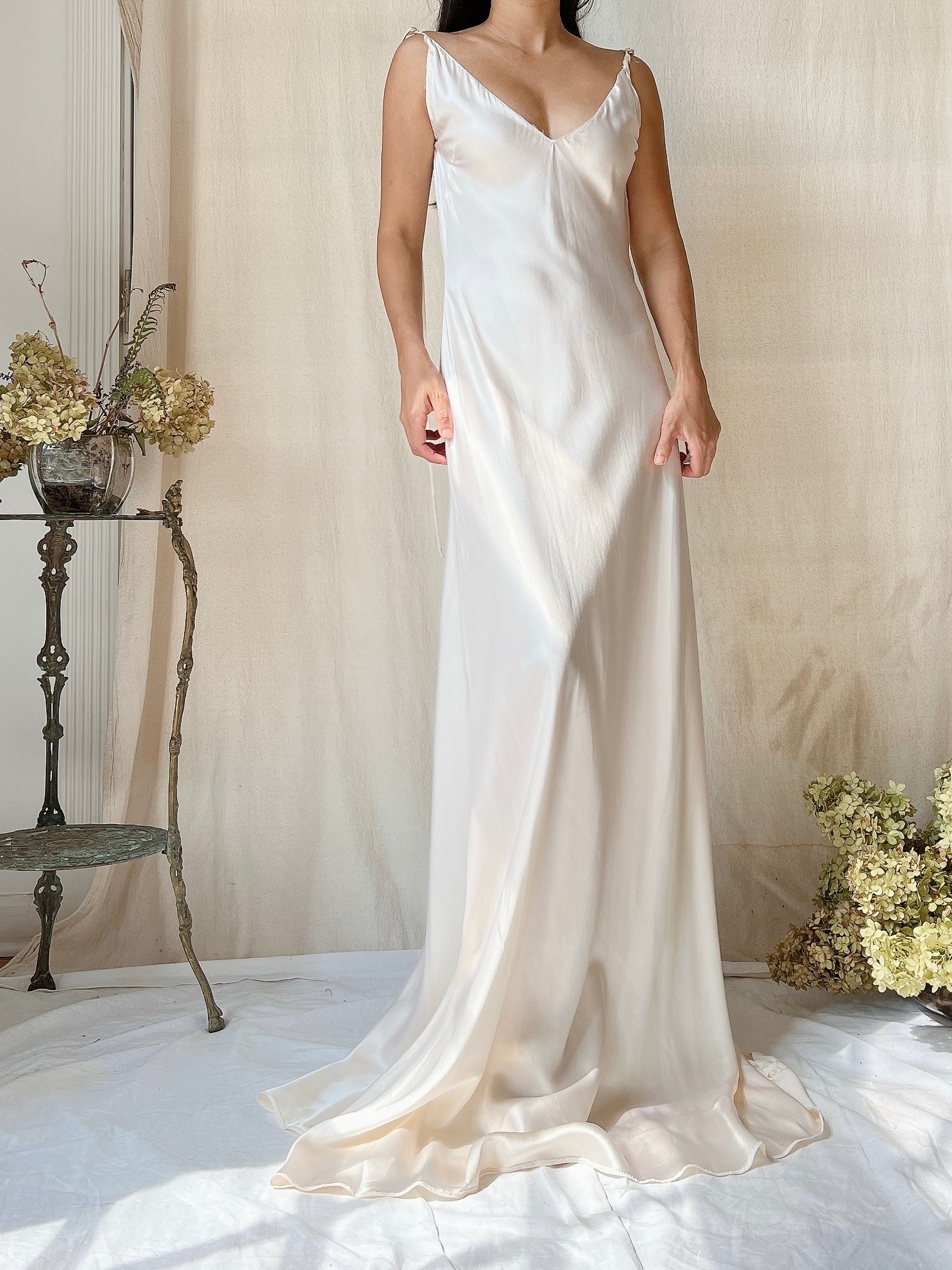 Vintage Silk Bias Slip Gown - M