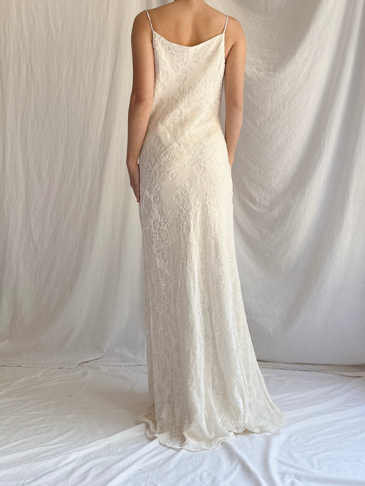 1990s Velvet Devore Bias Cut Gown - S-M