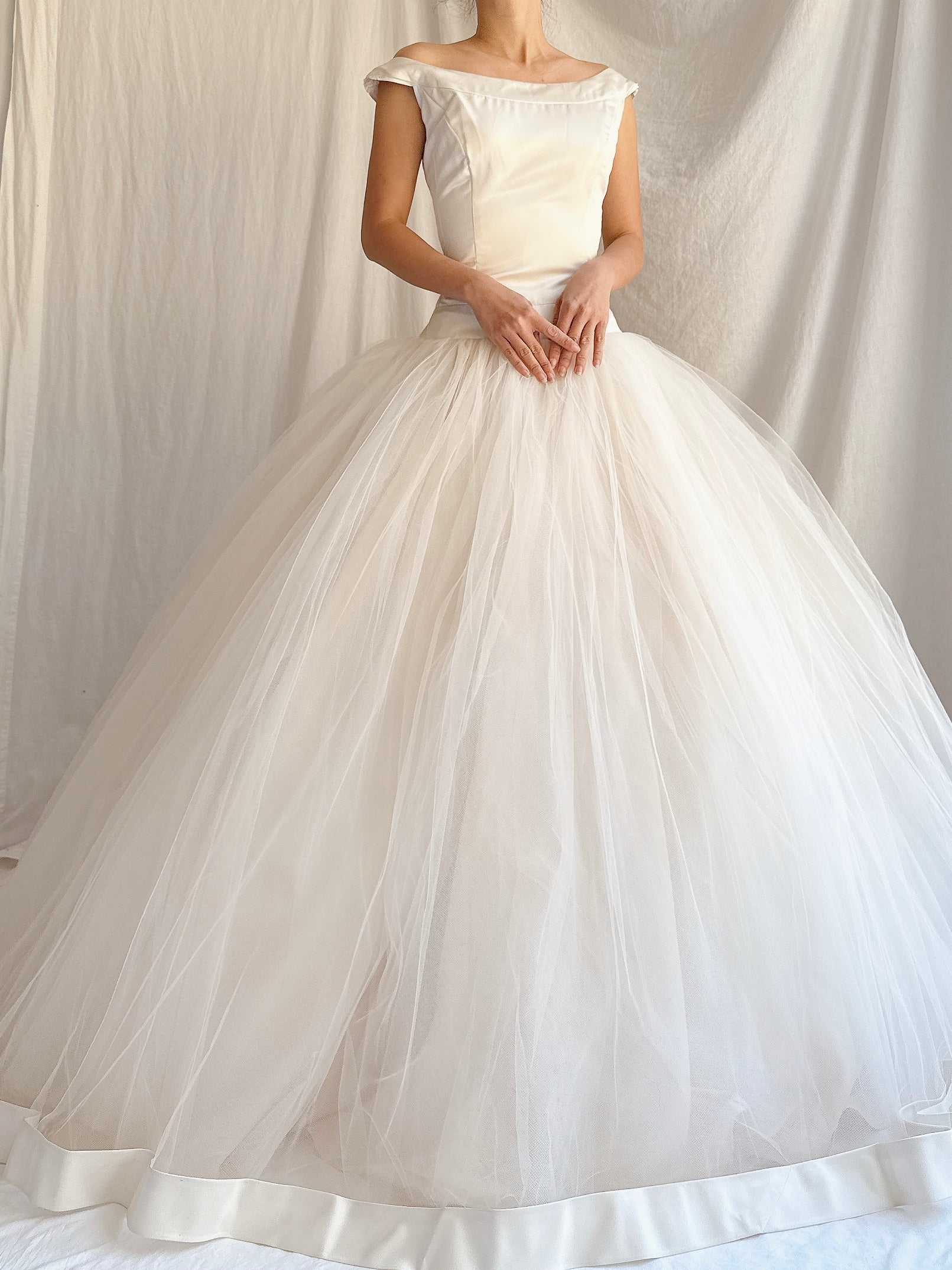 Vintage Champagne Tulle Dress - XS/2/4