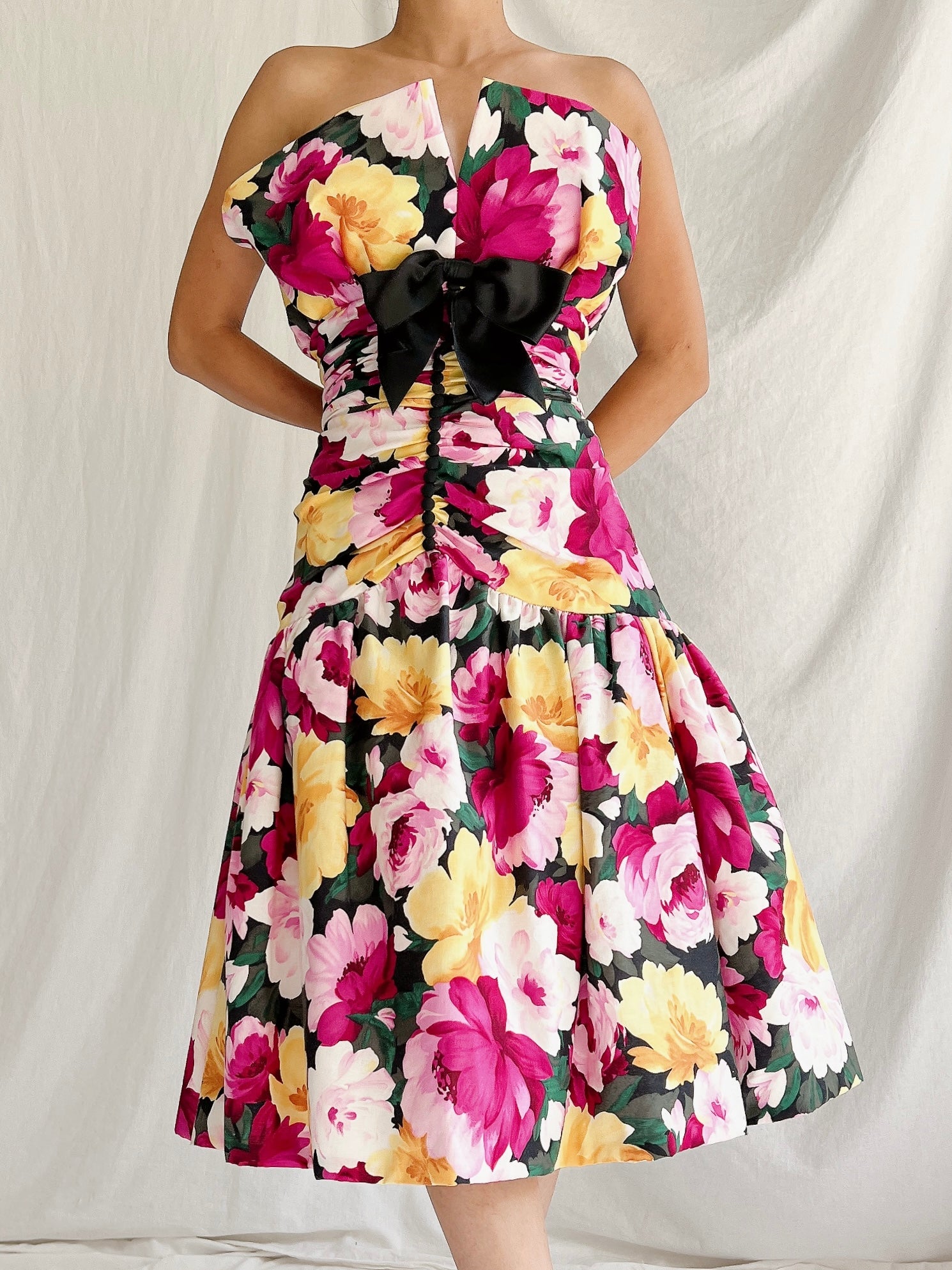 Vintage Floral Dropped Waist Dress - XS/S