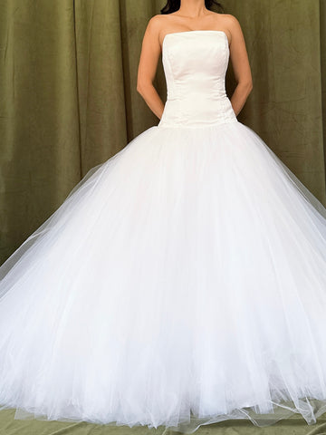 Lazaro Drop waist Silk Tulle Gown - S