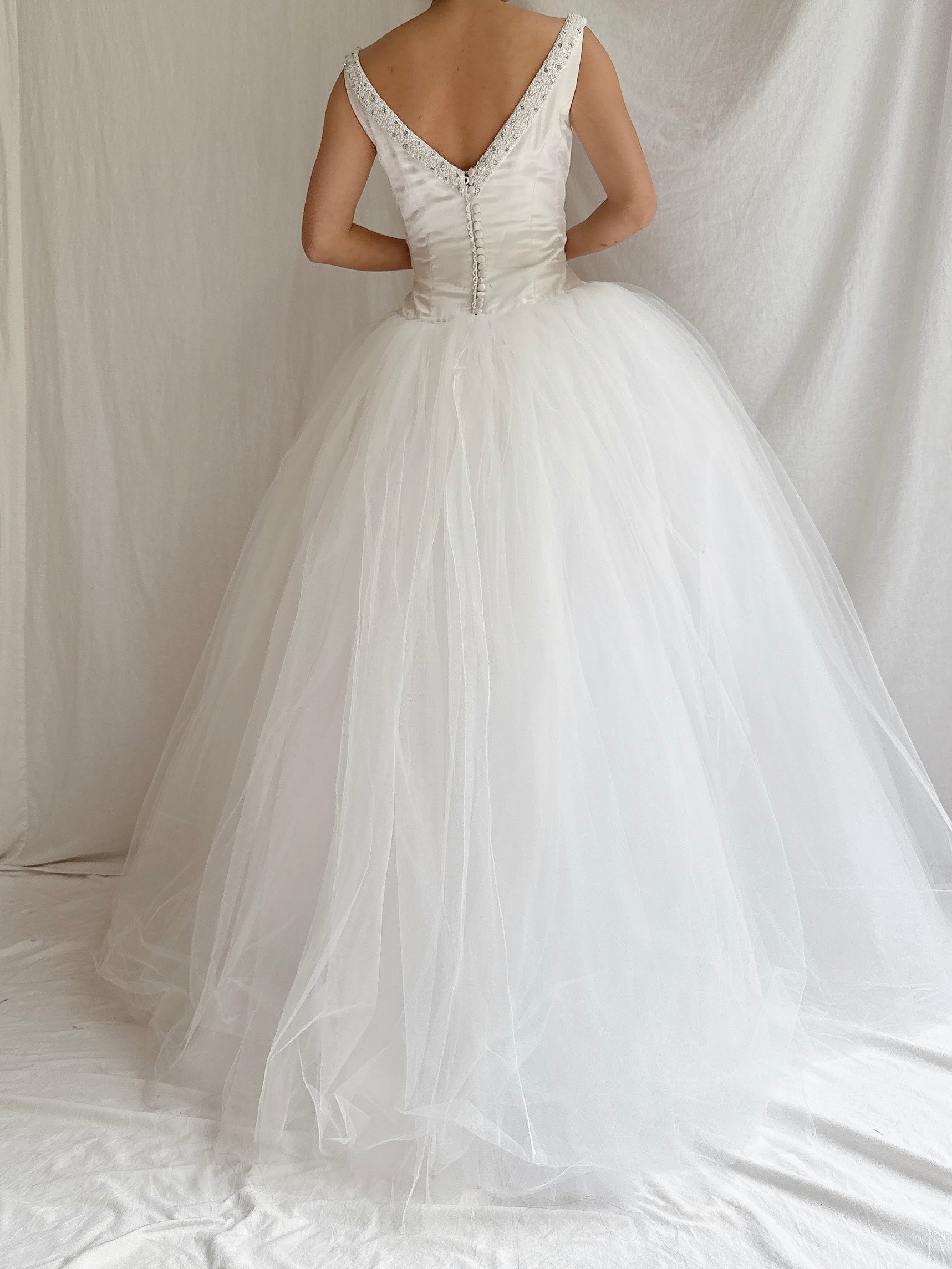 Vintage Diamond Collection Silk and Tulle Gown - S/4