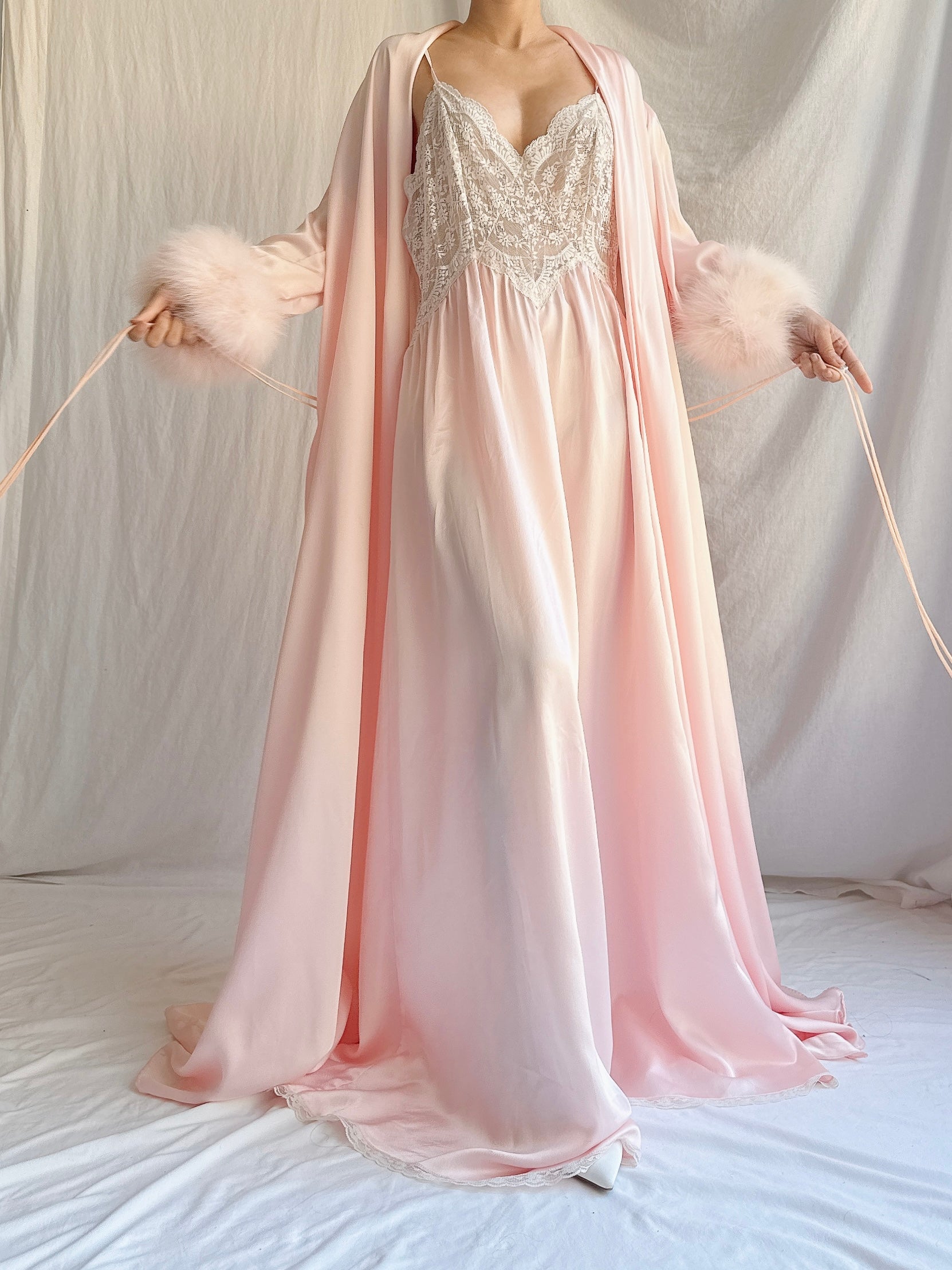 Vintage Pink Lucie Ann Feather 2 Piece Set - OSFM